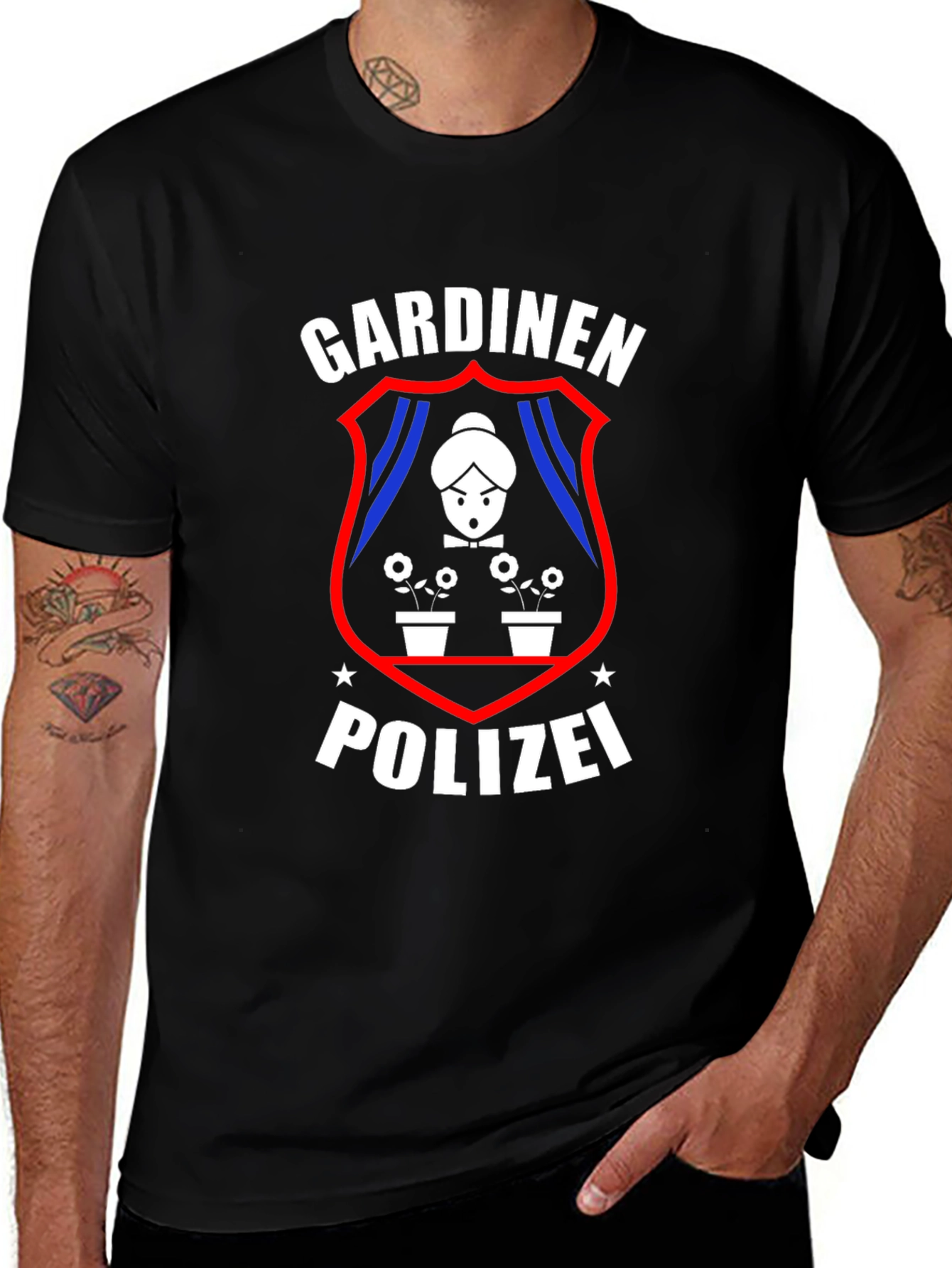 Gardinen Polizei Black T-Shirt - Funny Graphic Tee