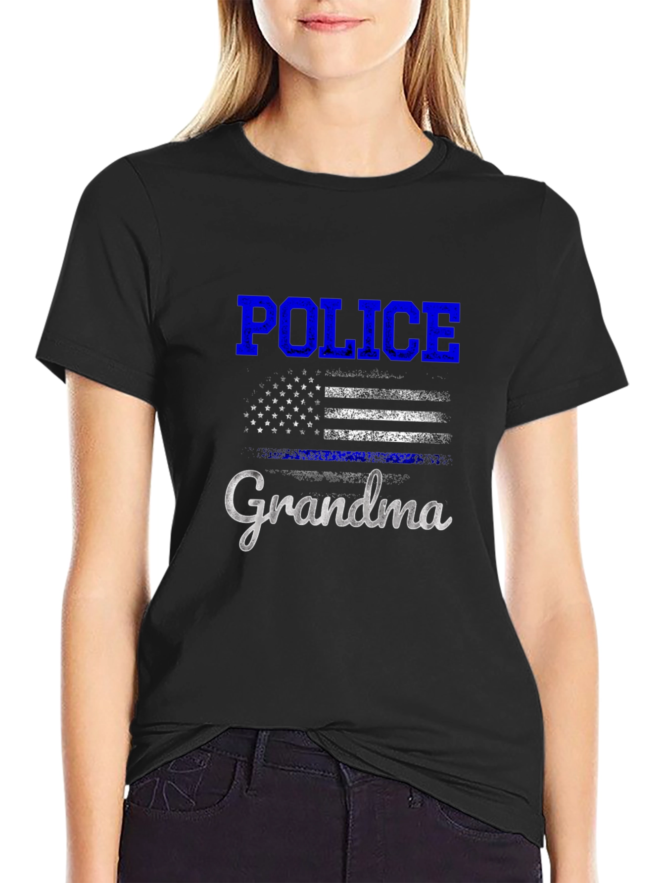 Police Grandma T-Shirt - Thin Blue Line