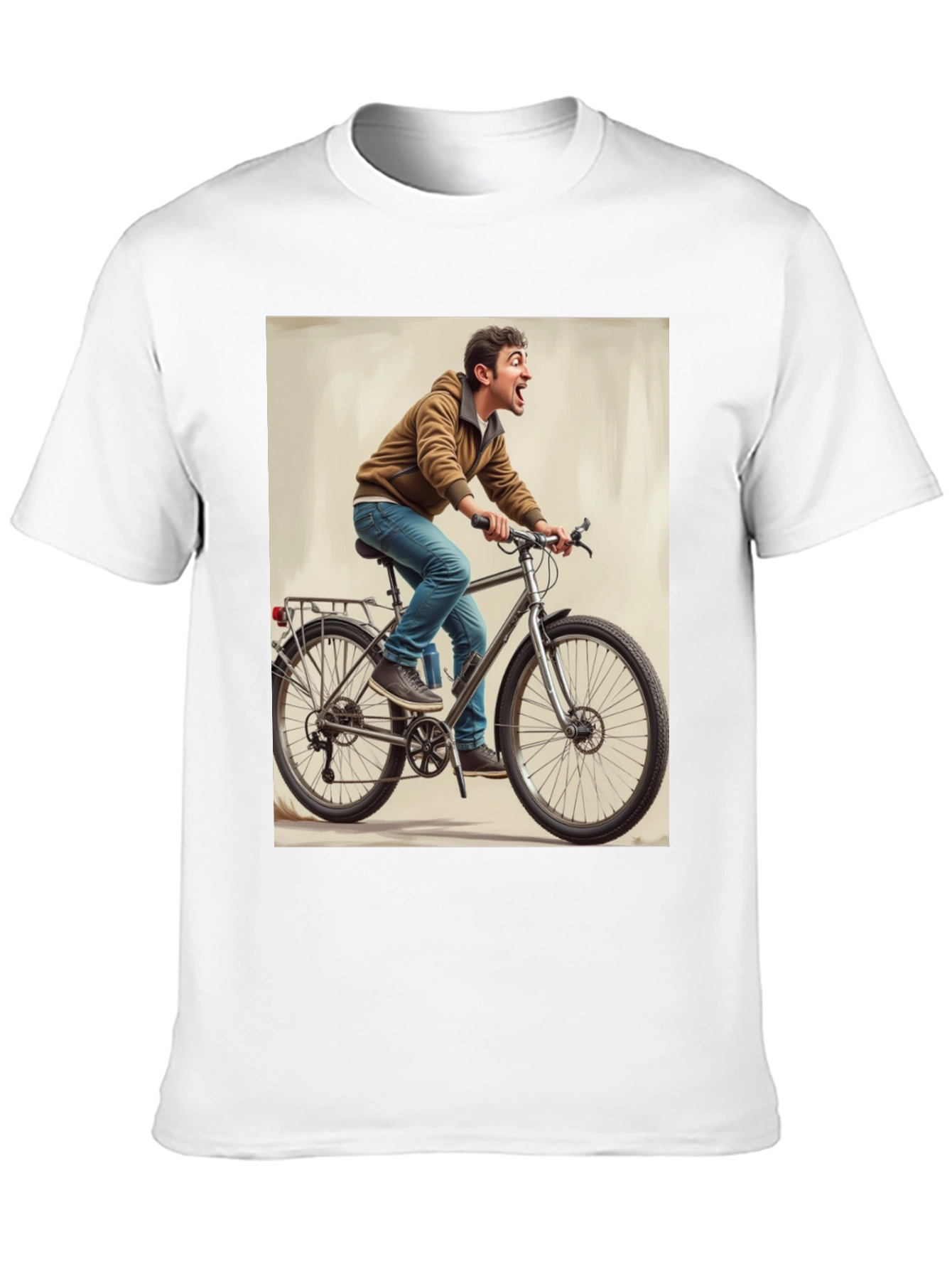 Funny Man on Bike Graphic Tee - Black