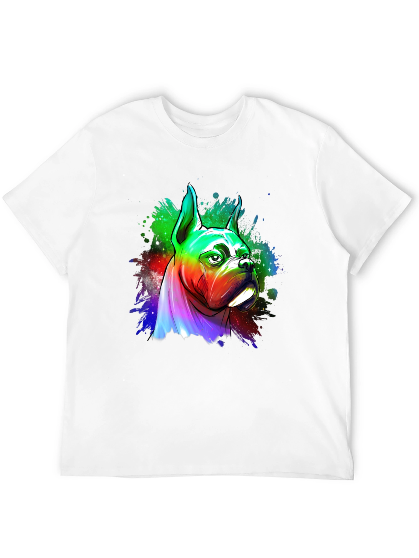 Rainbow Boxer Dog Graphic Tee - Unique Art T-Shirt