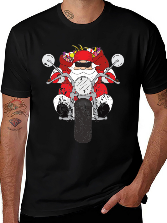 Santa Motorcycle Graphic Tee - Black