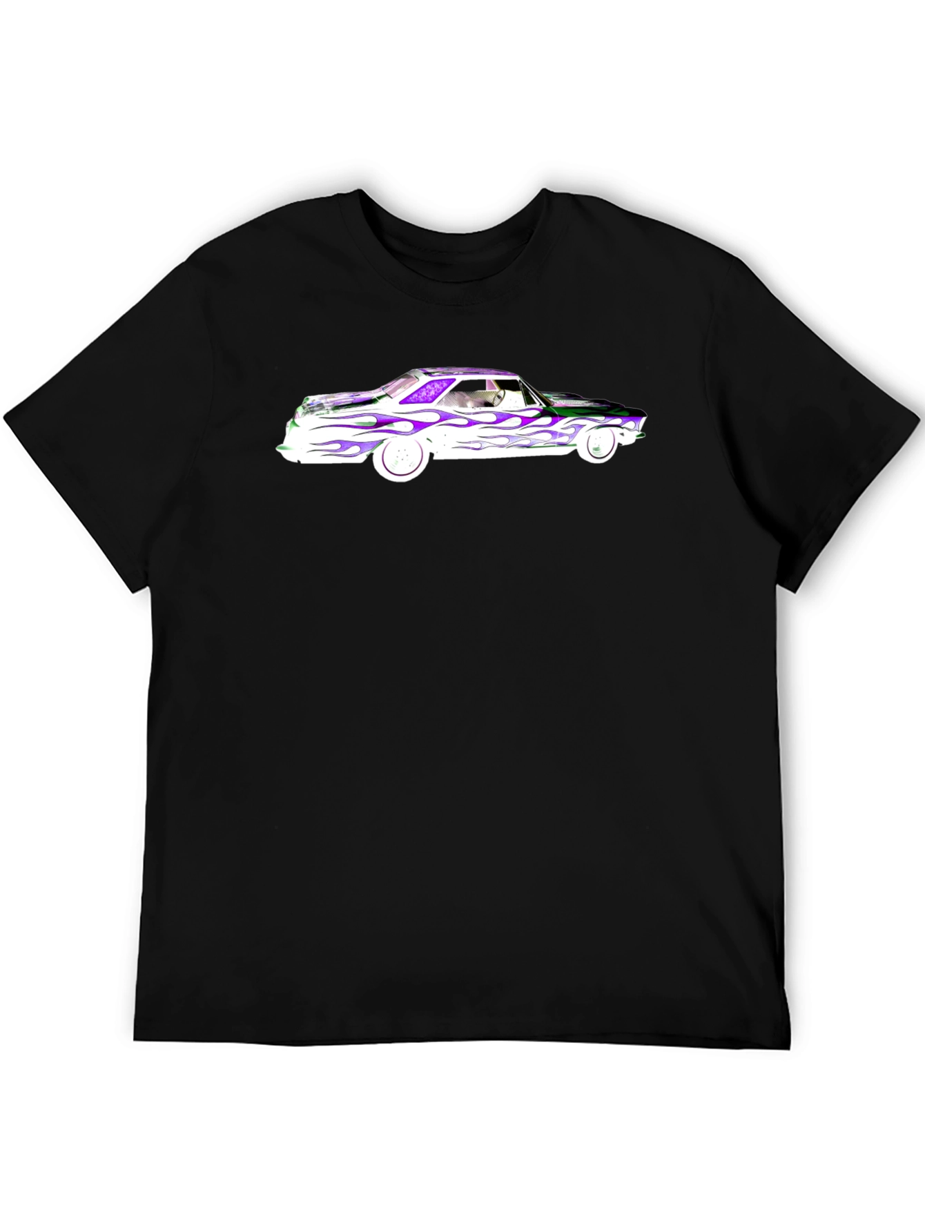 Flamed Car Graphic T-Shirt - Cool Black Tee