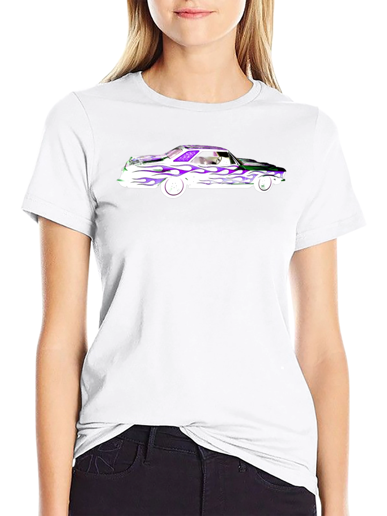 Flamed Car Graphic T-Shirt - Cool Black Tee