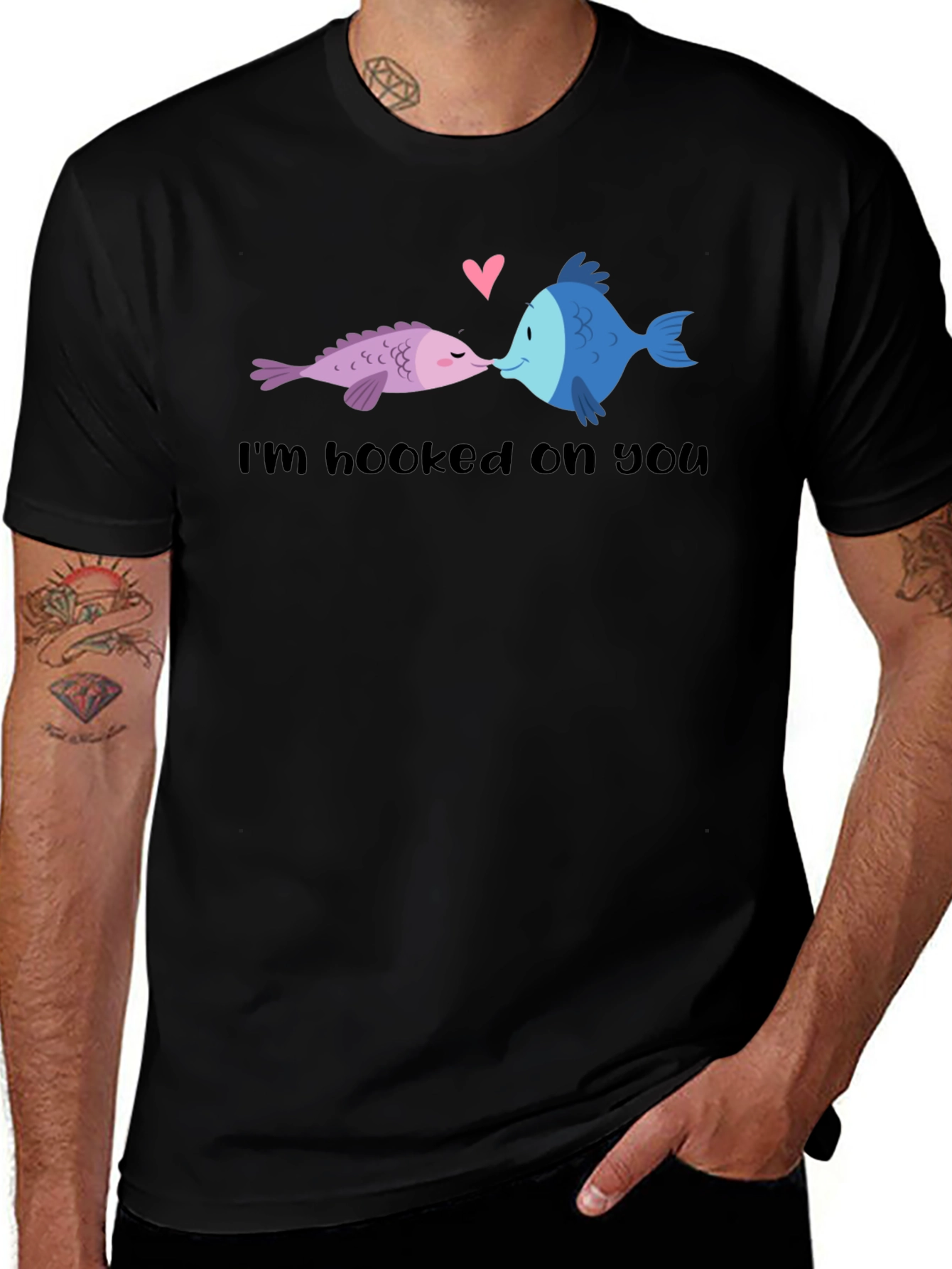 Hooked on You Fish Graphic T-Shirt