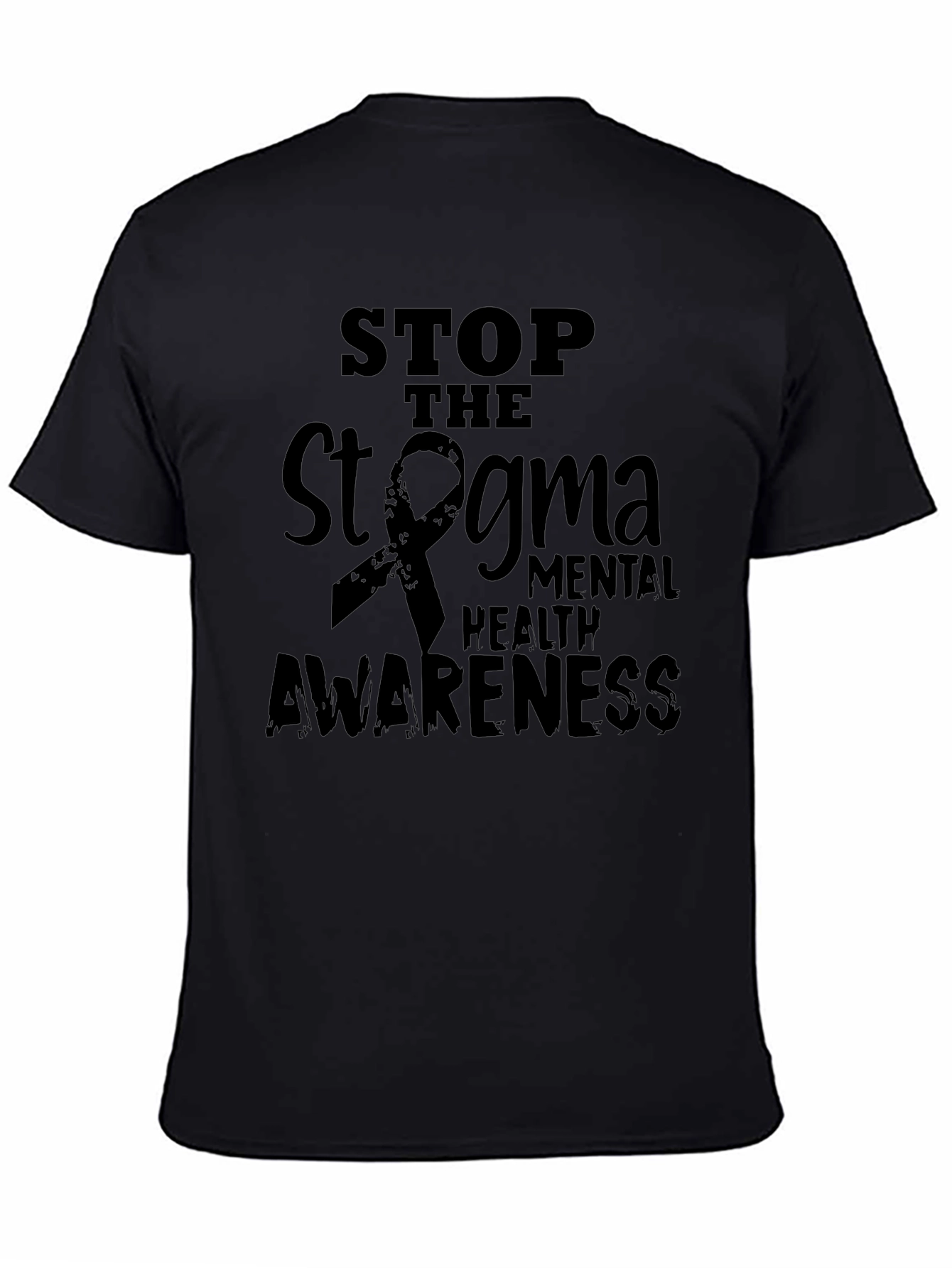 Stop the Stigma Mental Health Awareness Black T-Shirt