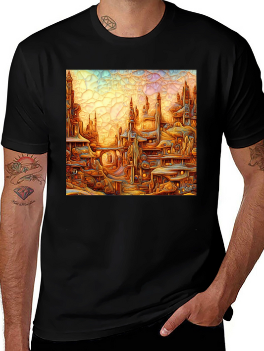 Abstract Cityscape Graphic Tee - Unique Design Stylish Comfort