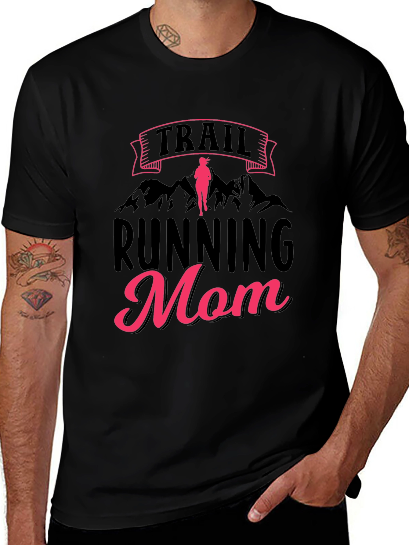 Trail Running Mom Graphic Tee - Black