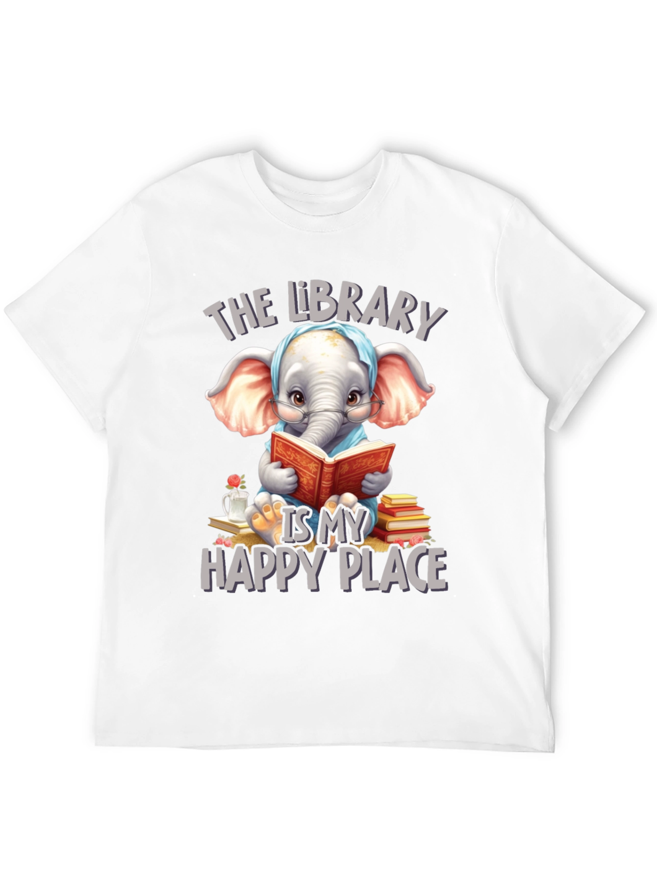 Library Elephant T-Shirt - Happy Place Design