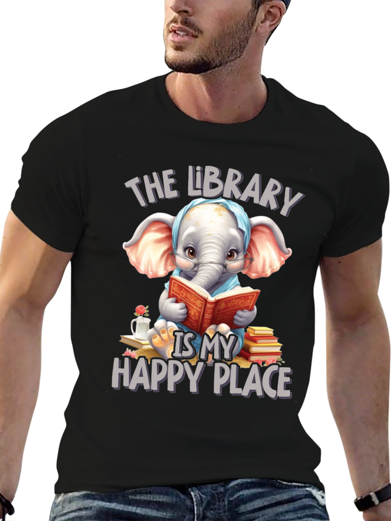 Library Elephant T-Shirt - Happy Place Design