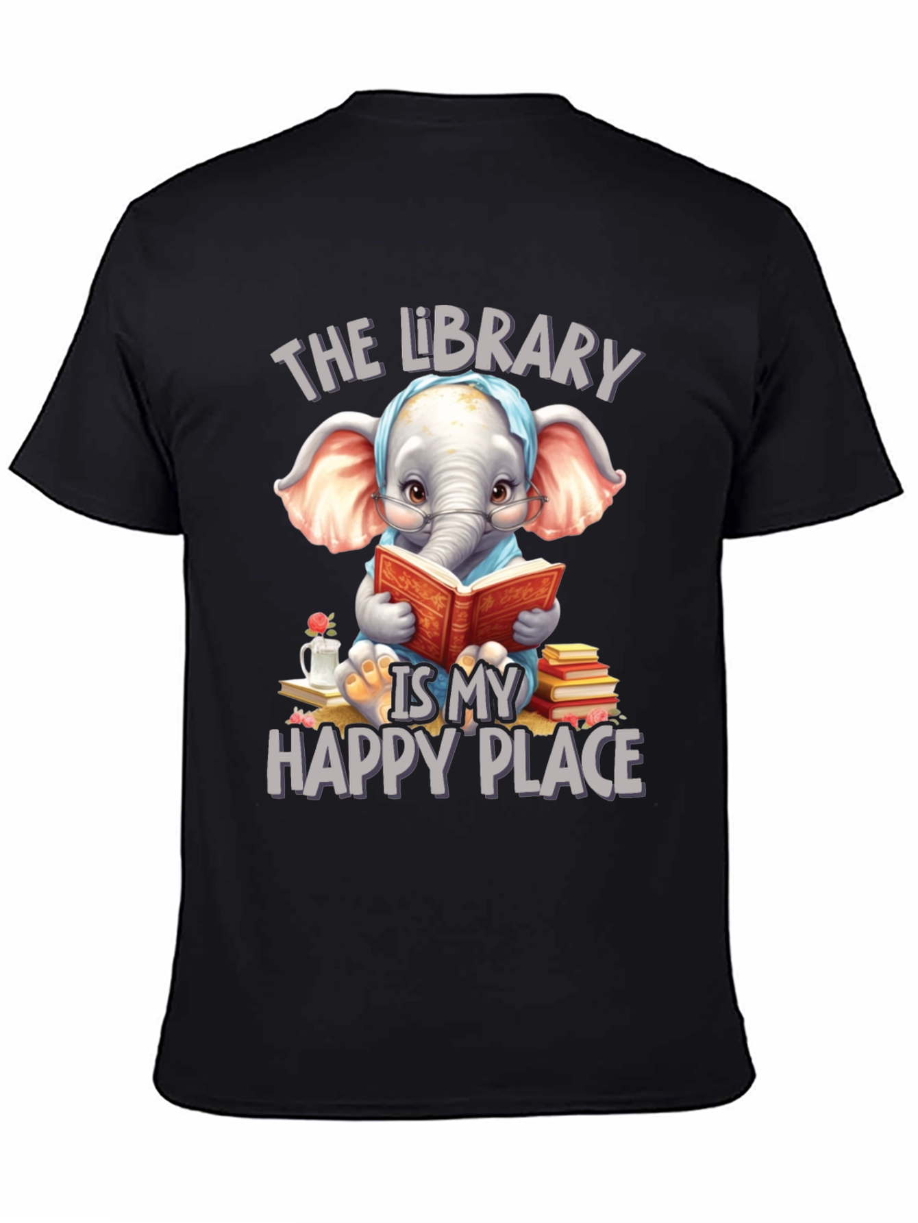 Library Elephant T-Shirt - Happy Place Design