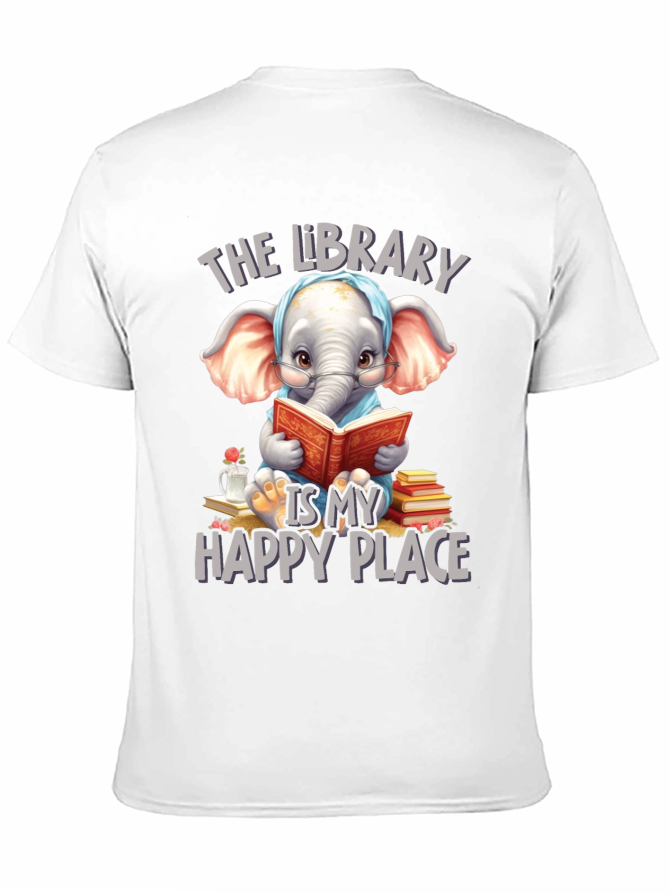 Library Elephant T-Shirt - Happy Place Design
