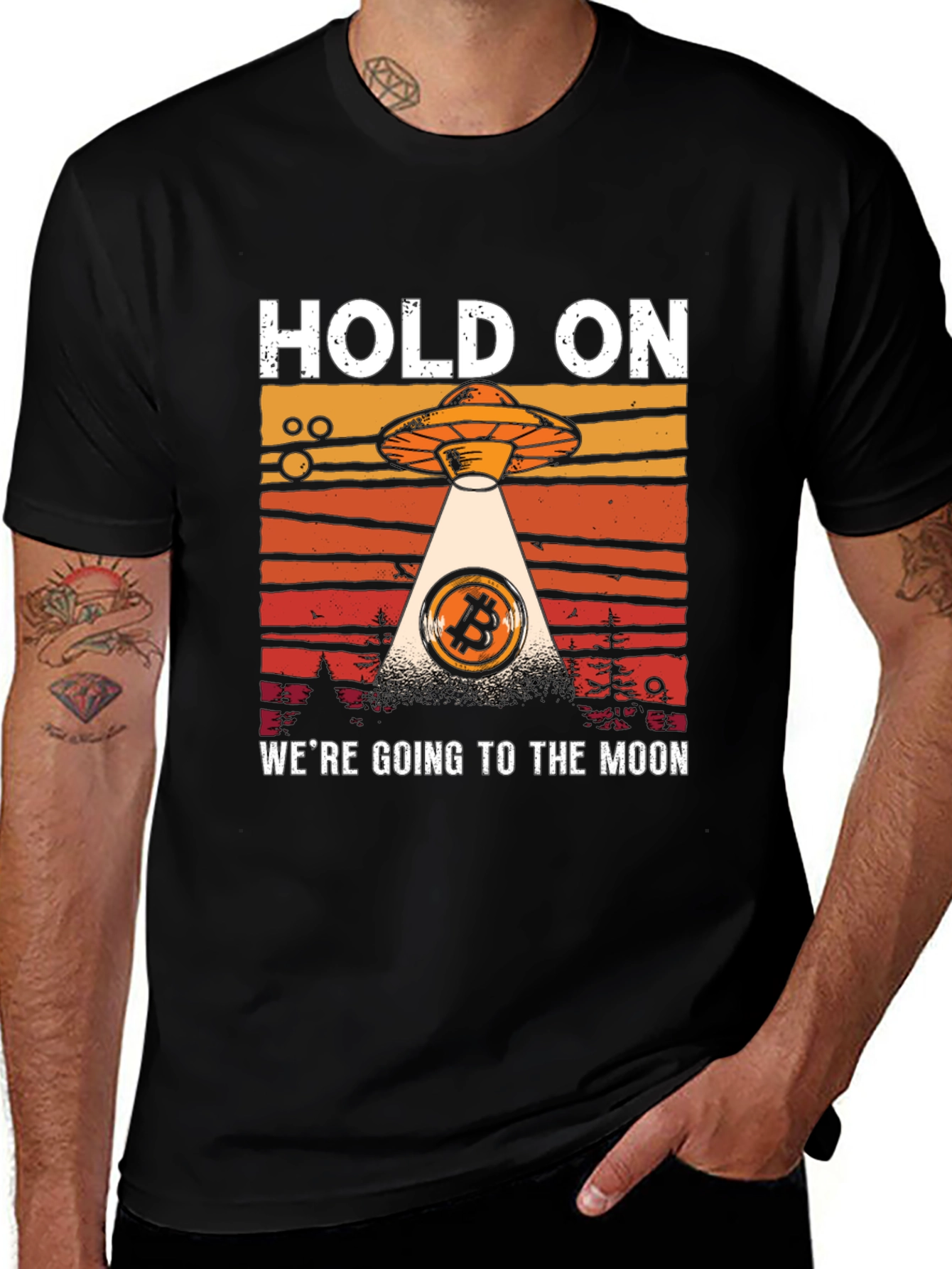 Bitcoin To The Moon UFO Graphic T-Shirt