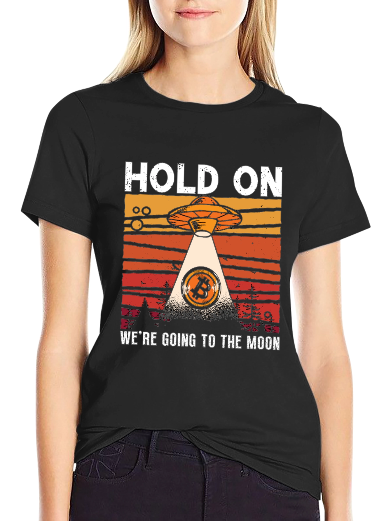 Bitcoin To The Moon UFO Graphic T-Shirt