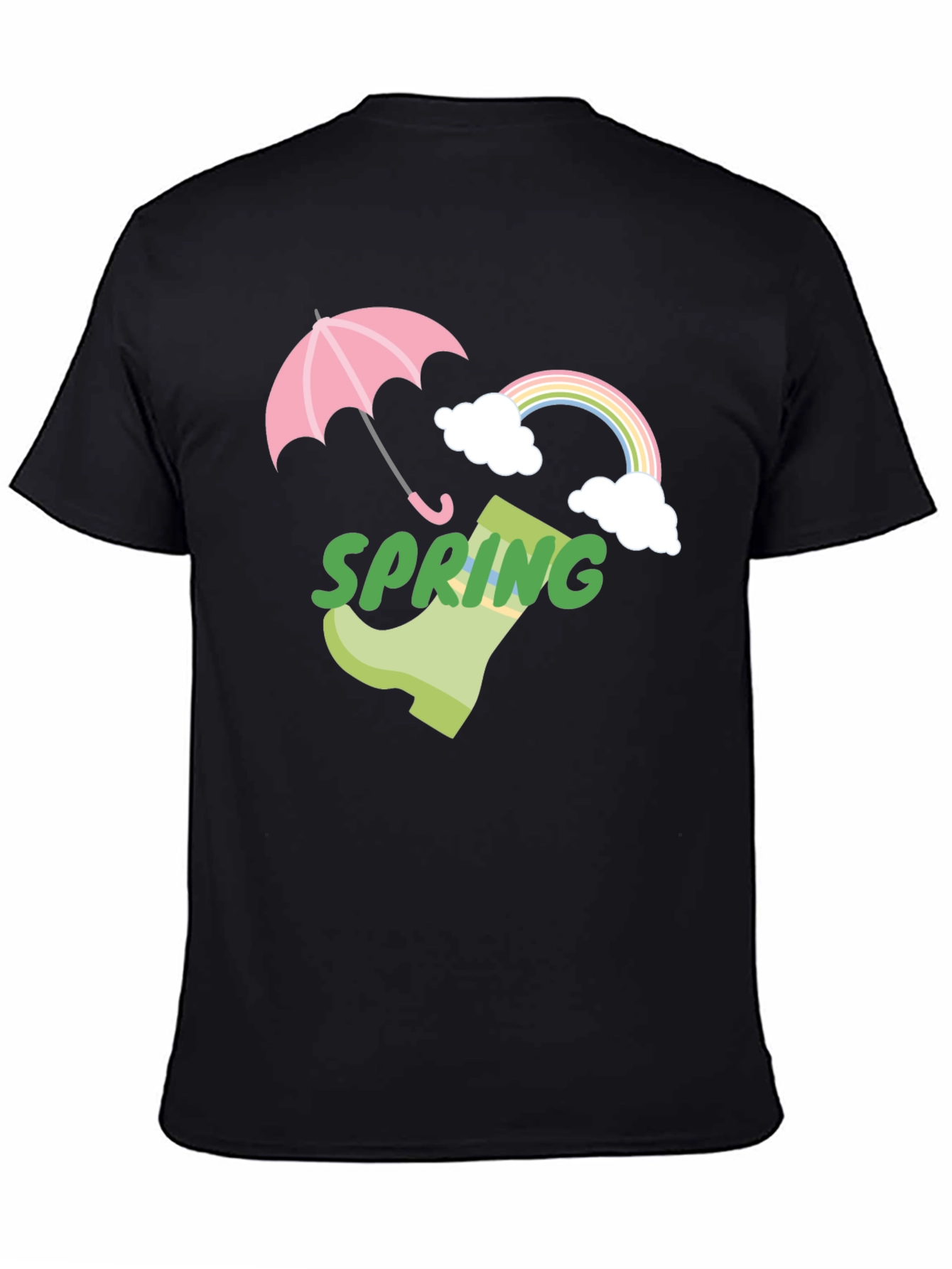 Spring Showers Graphic Tee - Black Cotton T-Shirt