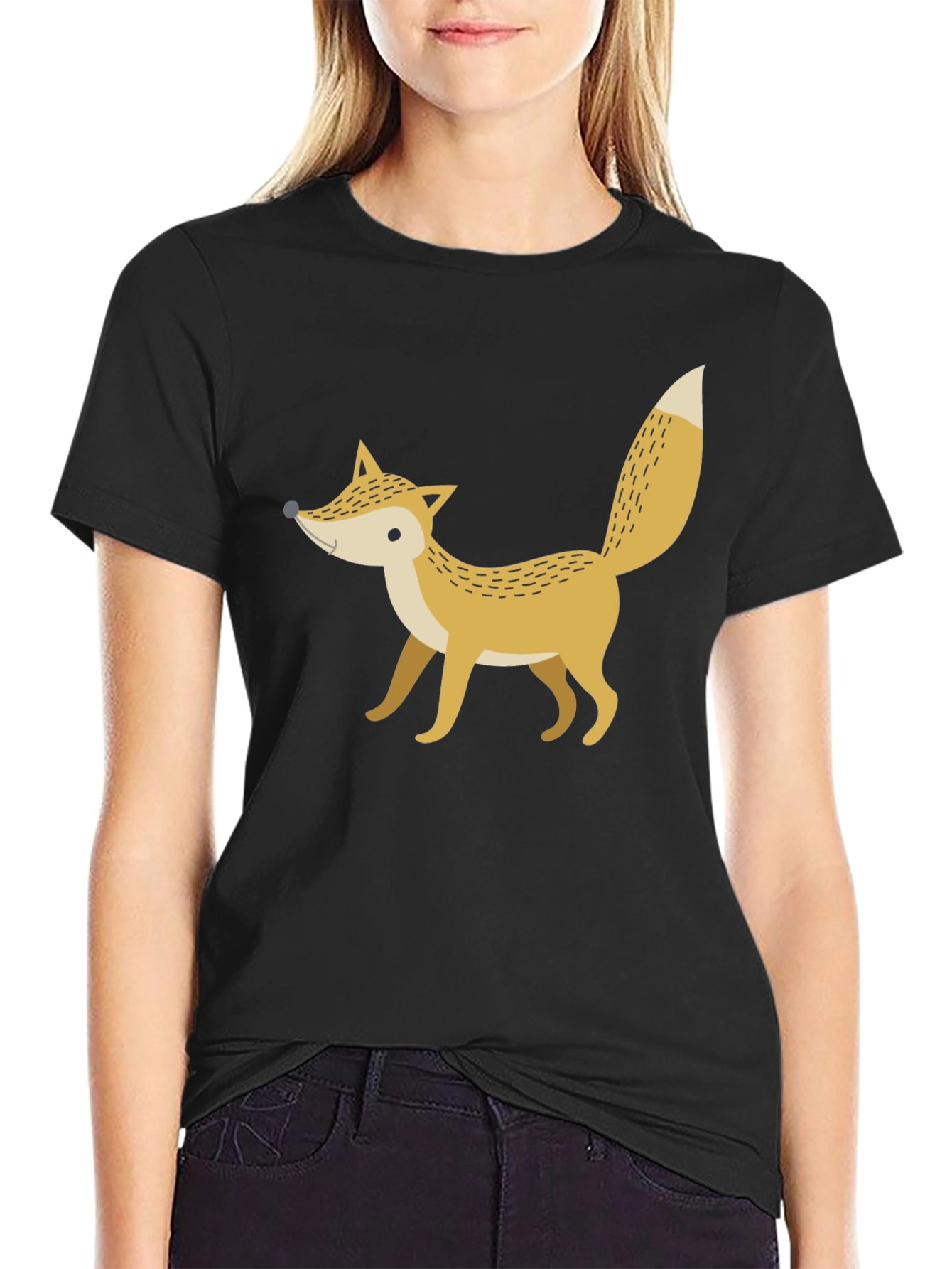 Fox Graphic Print Black T-Shirt