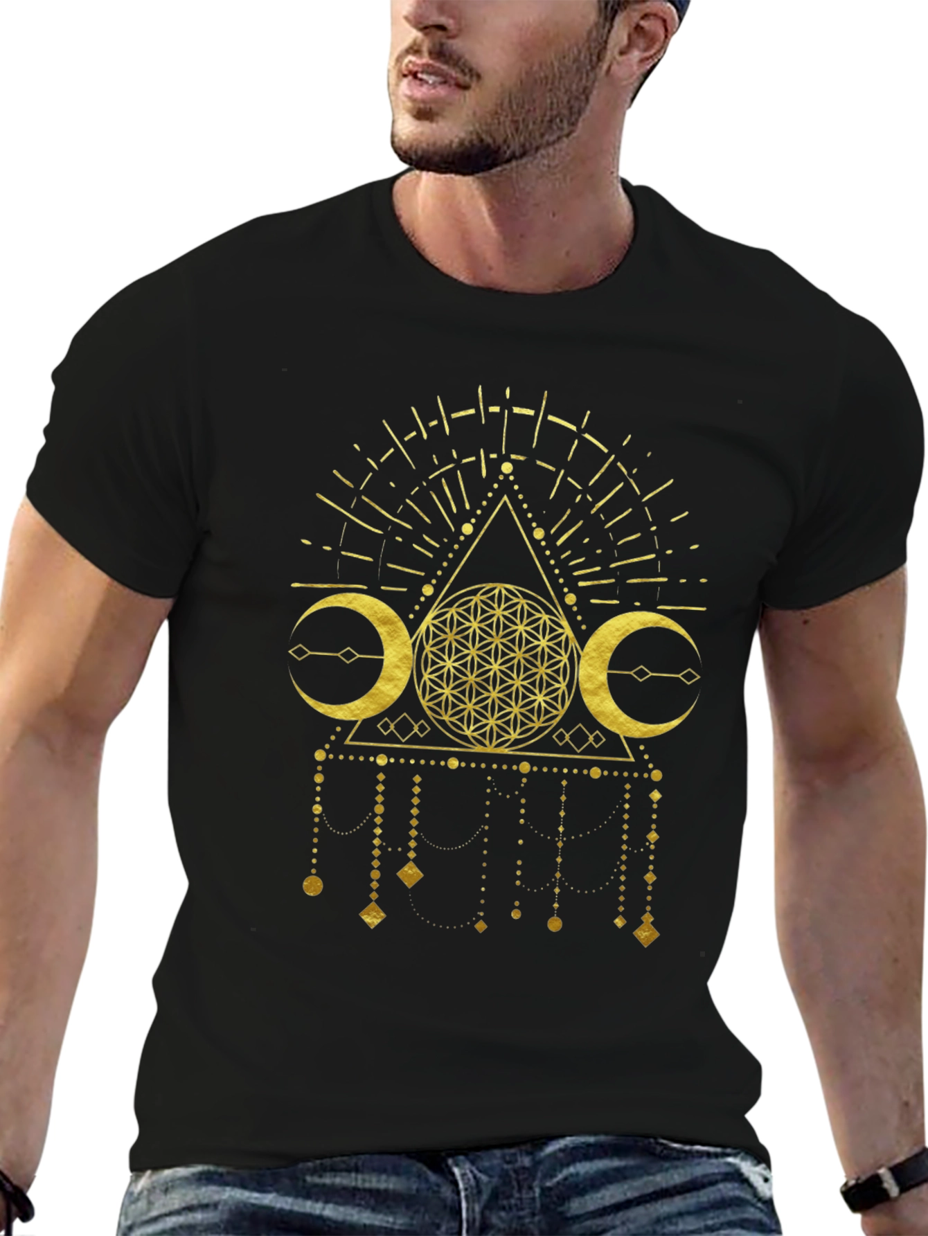 Mystic Gold Graphic Tee - Modern Occult Design