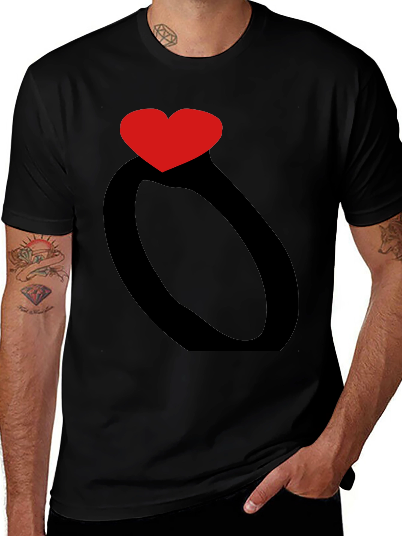 Heart Ring Graphic Black T-Shirt