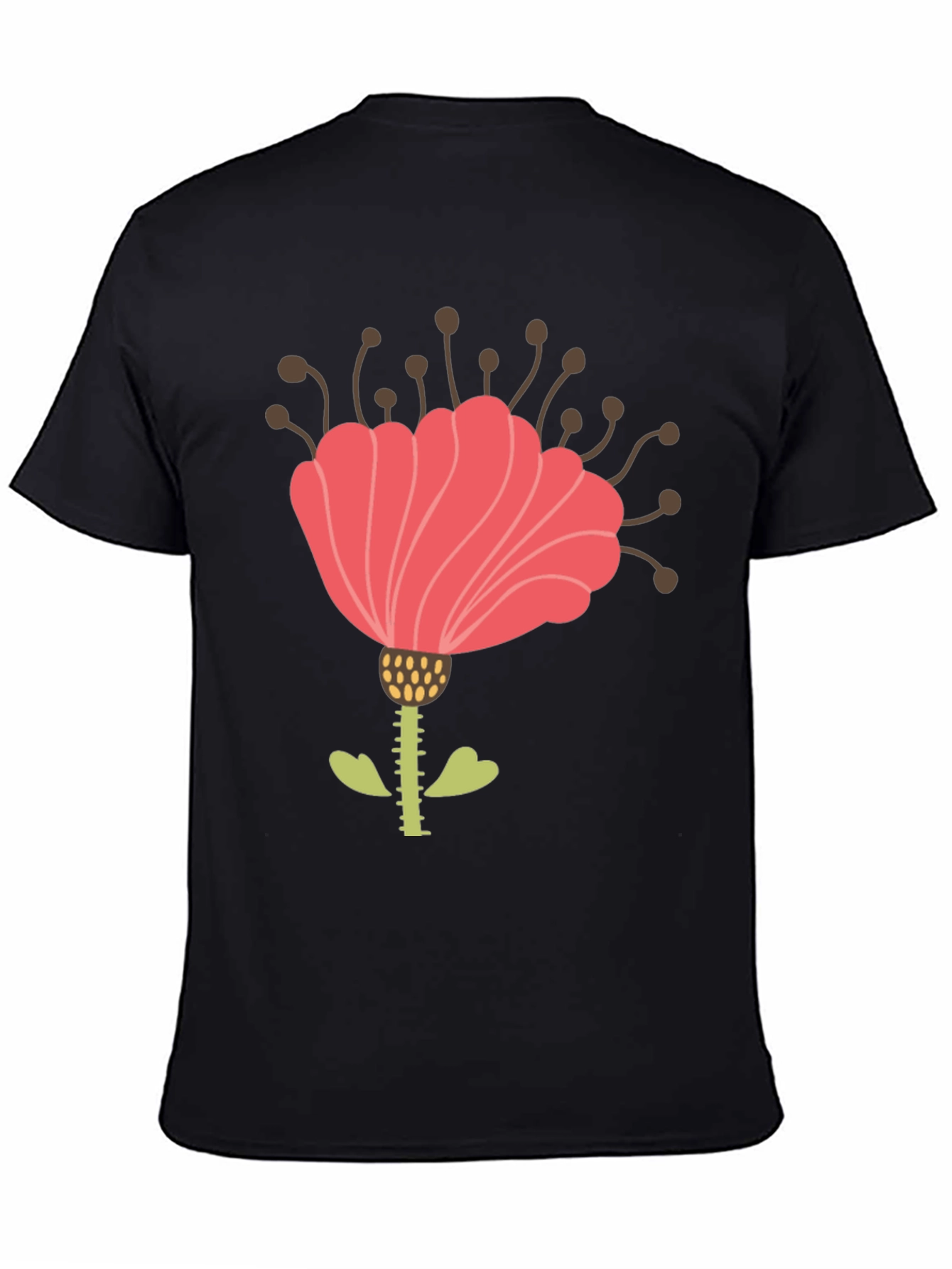 Floral Graphic Print Mens Black T-Shirt