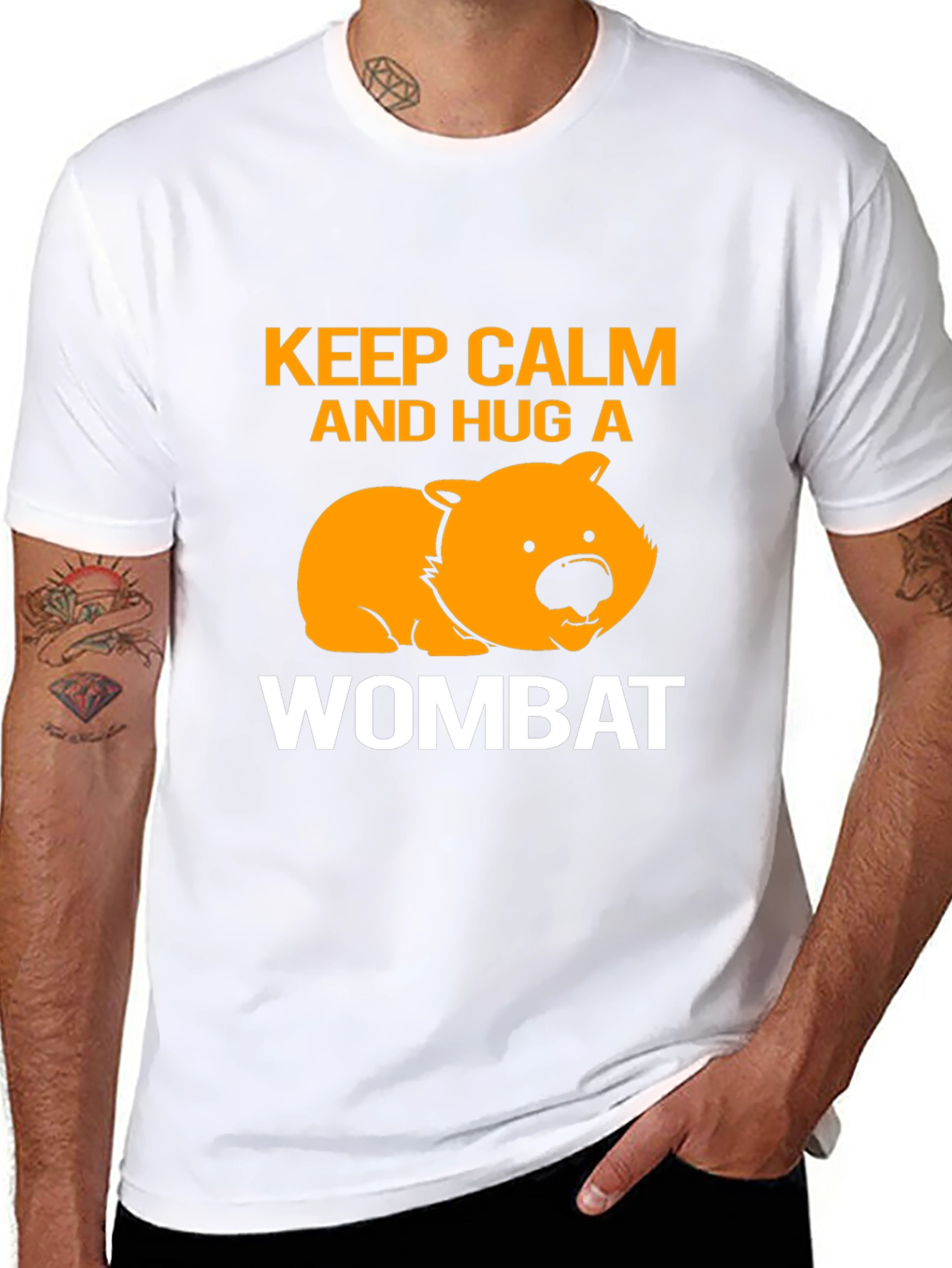 Keep Calm and Hug a Wombat Black T-Shirt