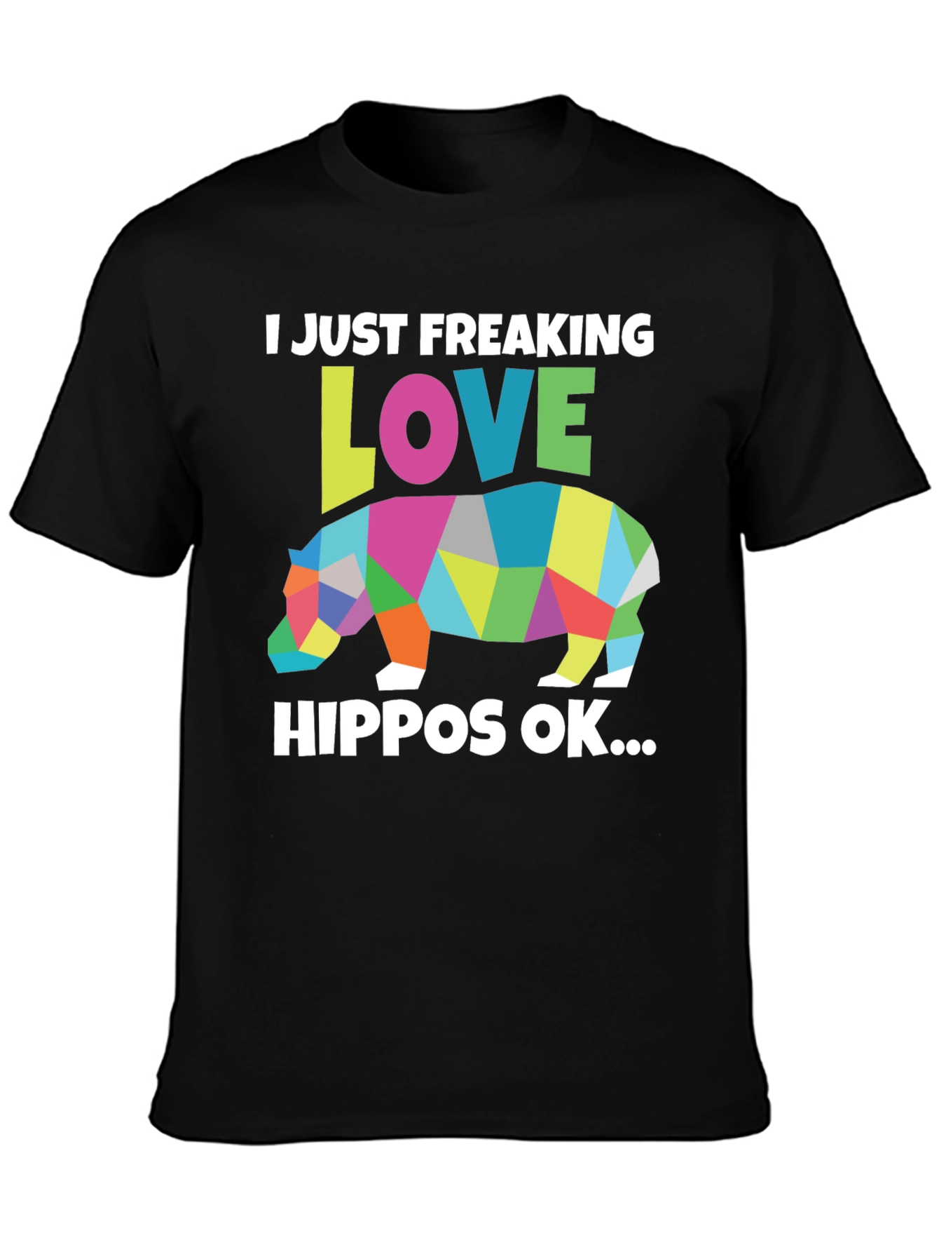 I Love Hippos Black T-Shirt