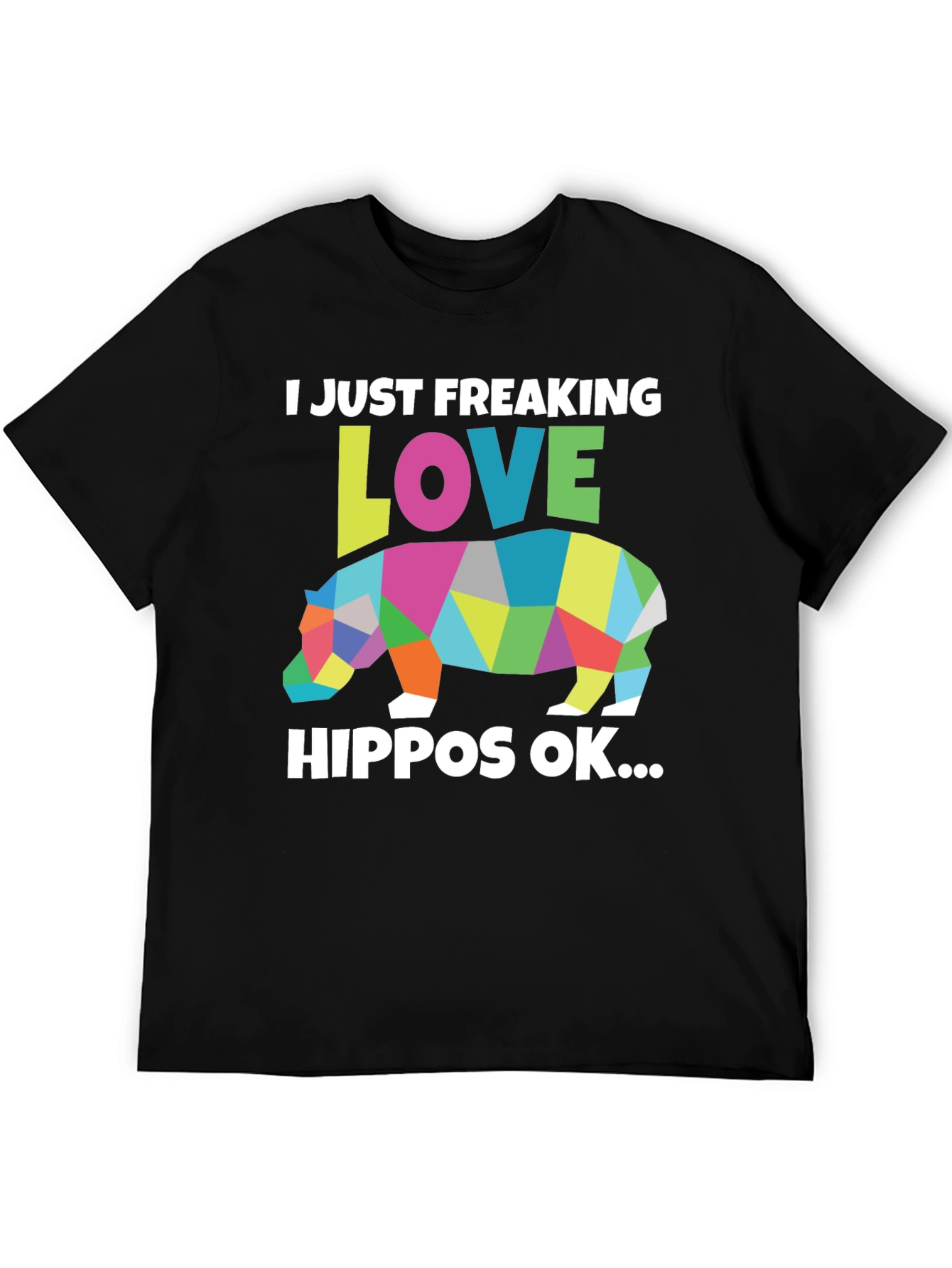 I Love Hippos Black T-Shirt