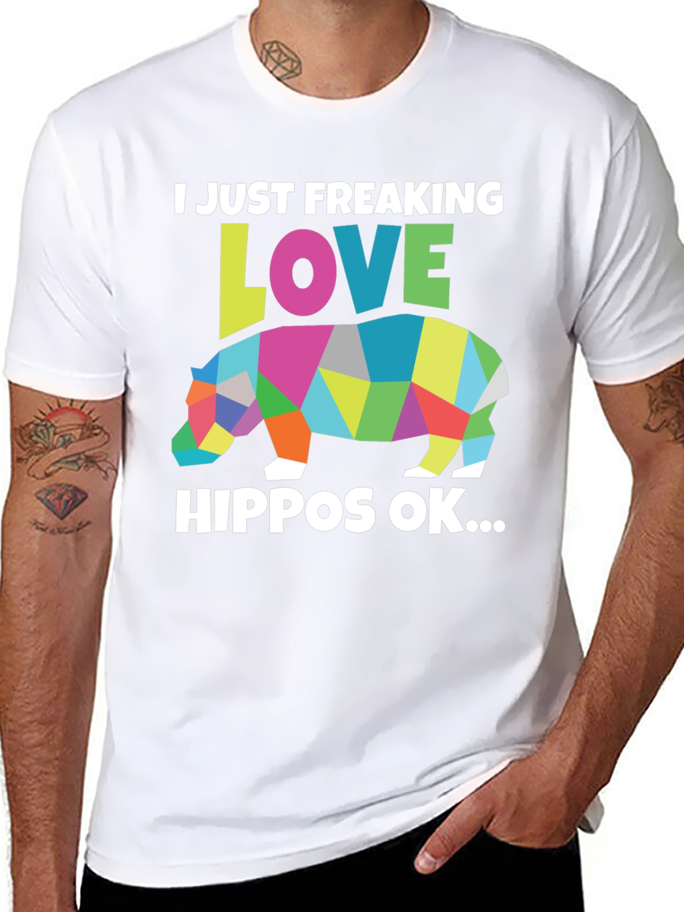I Love Hippos Black T-Shirt