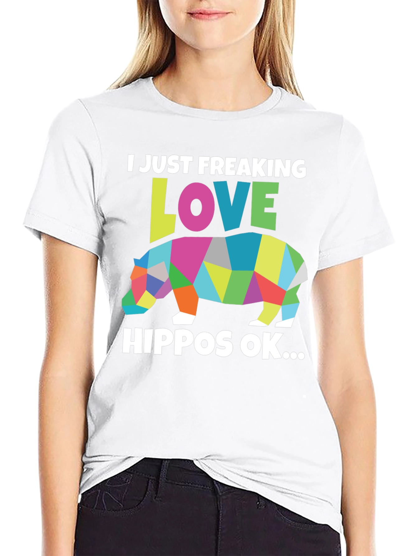 I Love Hippos Black T-Shirt