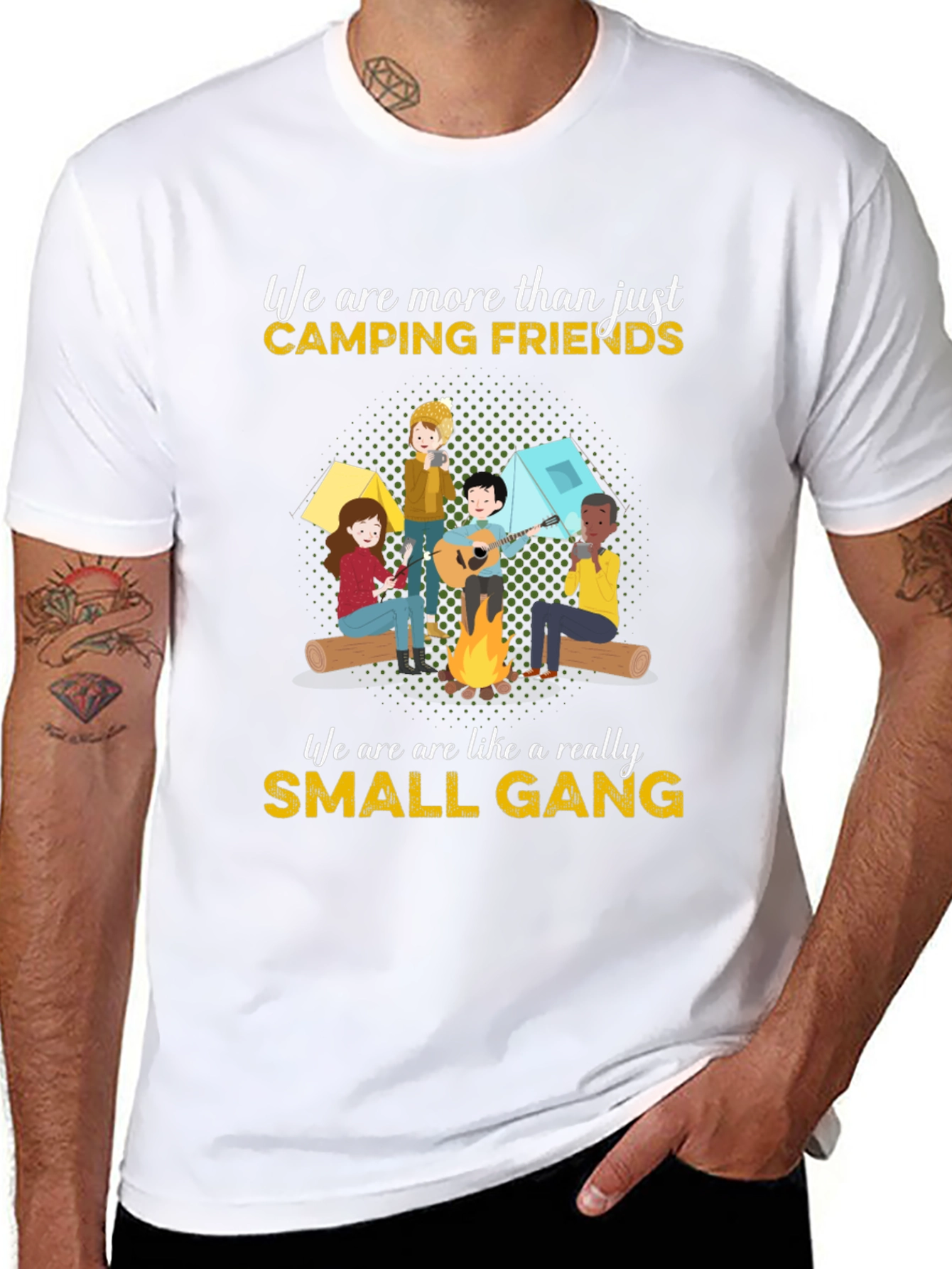 Camping Friends Small Gang Graphic T-Shirt