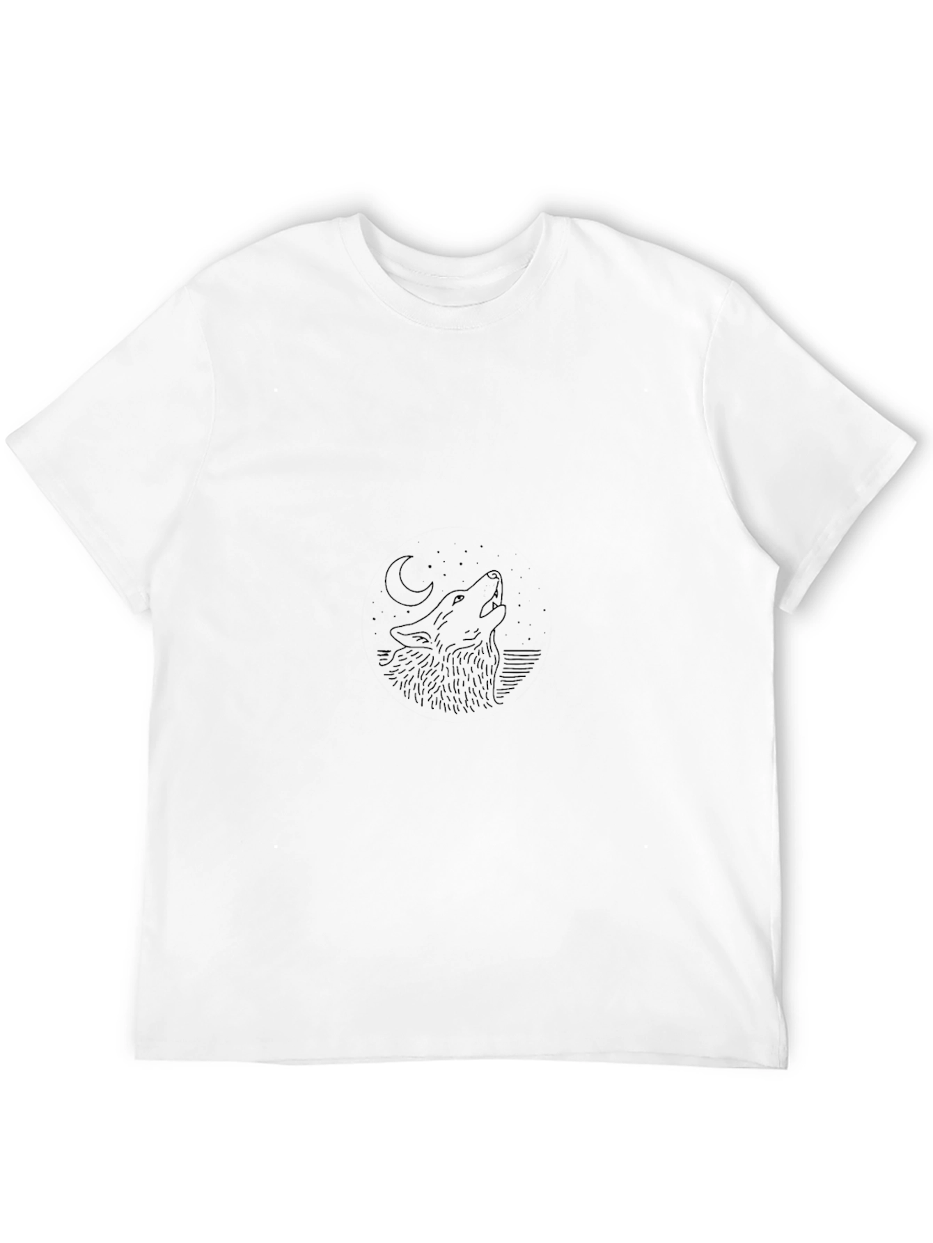 Wolf Howling at Moon Graphic Black T-Shirt