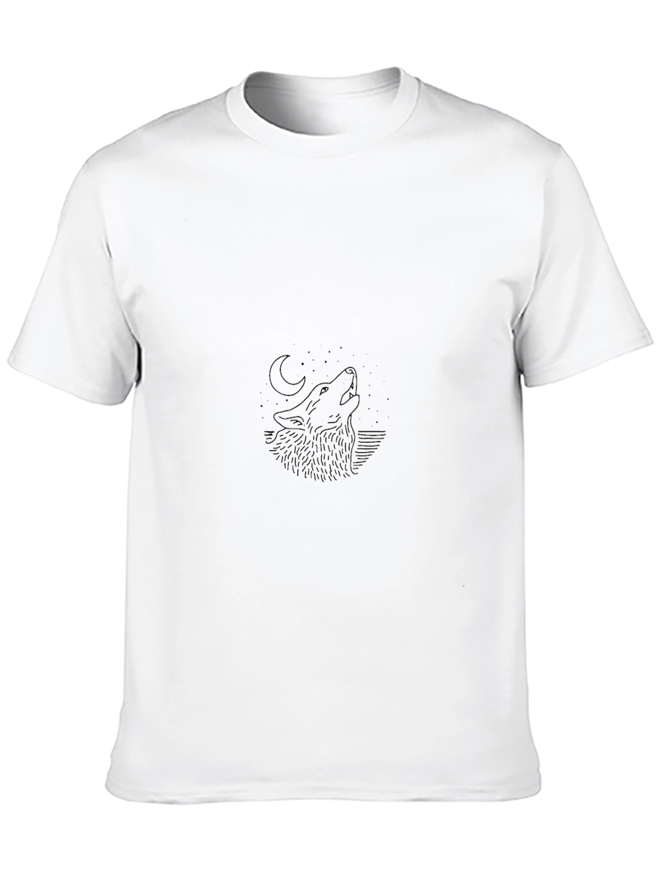 Wolf Howling at Moon Graphic Black T-Shirt