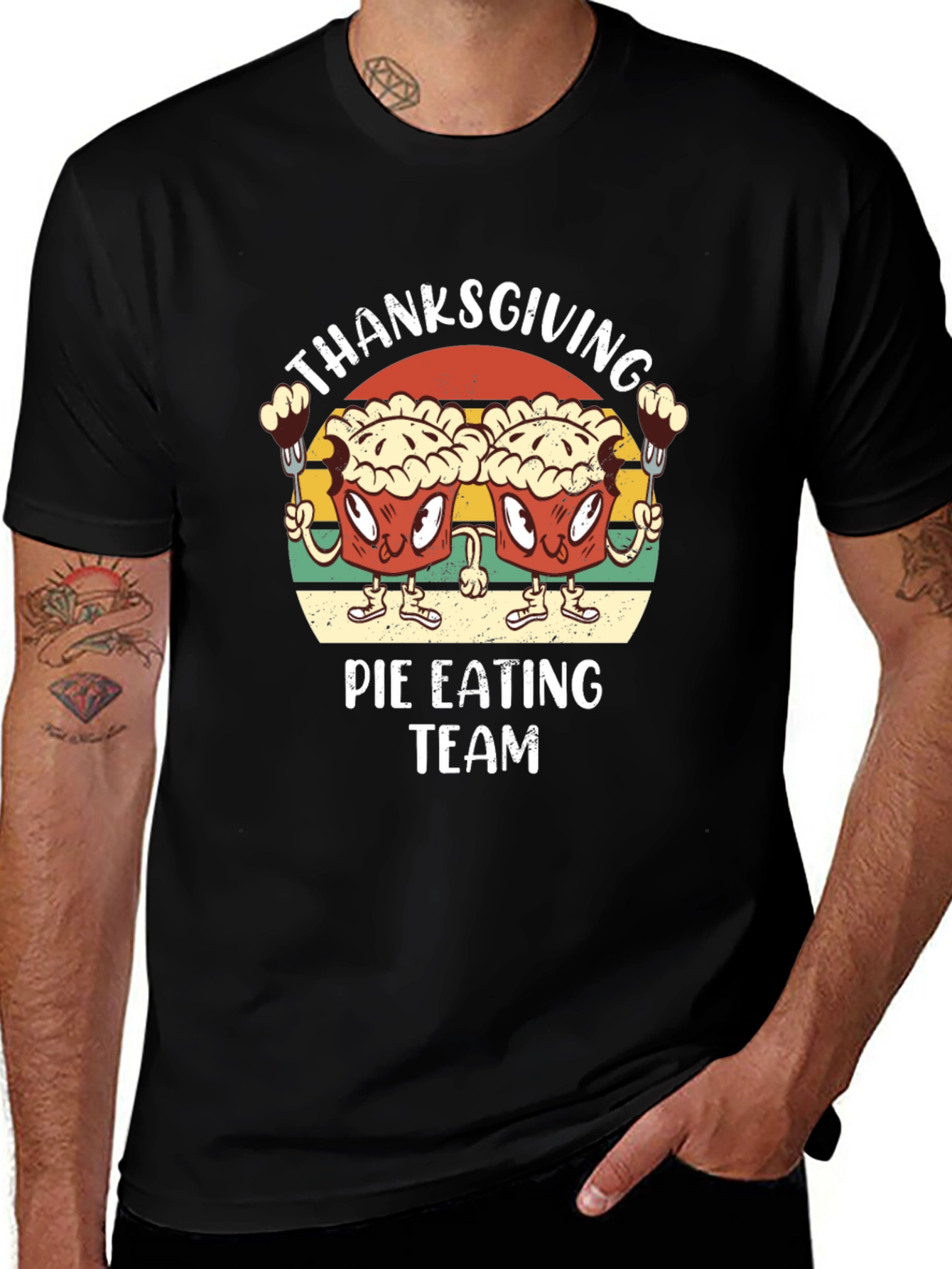Thanksgiving Pie Eating Team Graphic T-Shirt