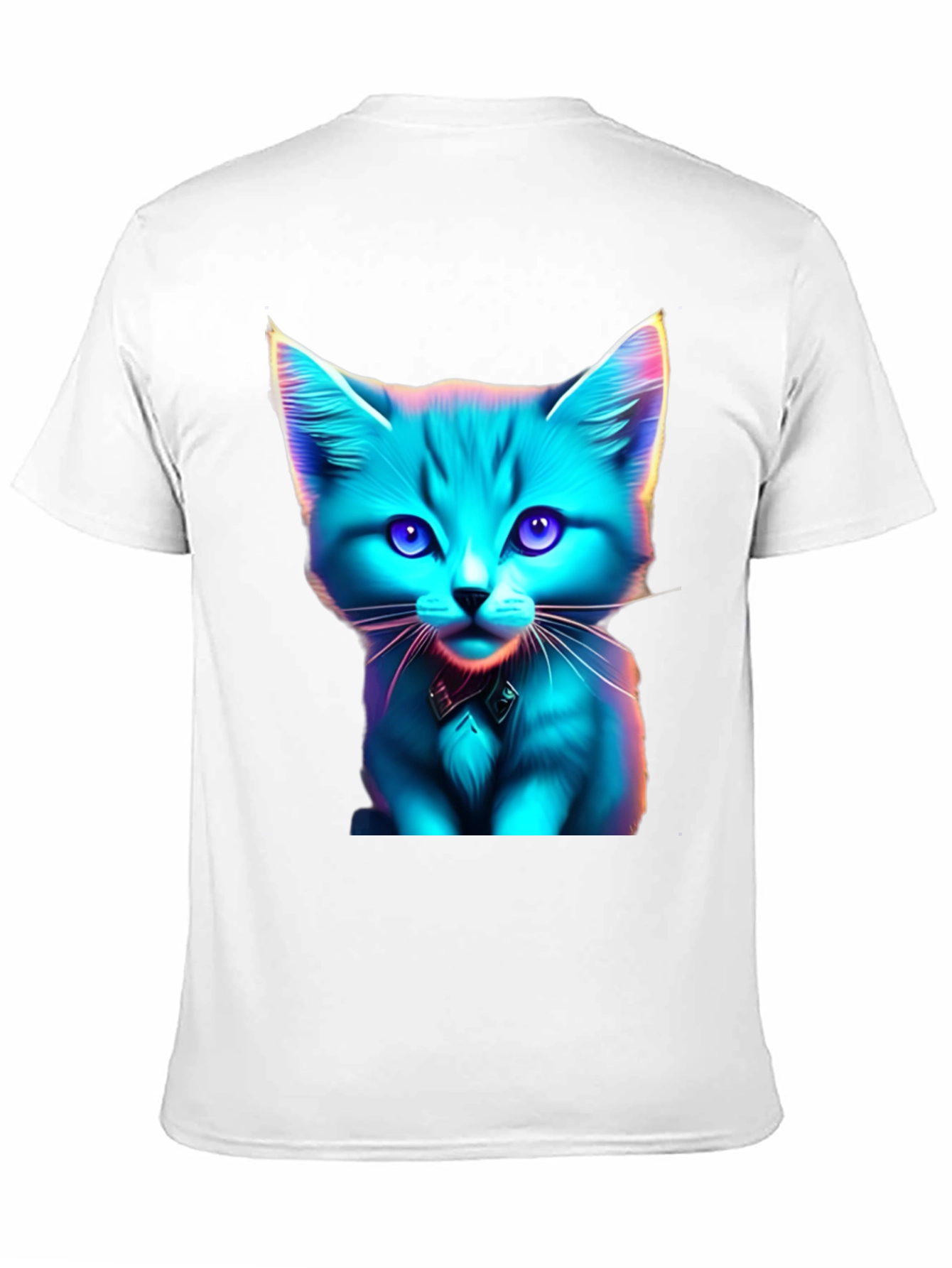 Neon Cat Graphic Tee - Stylish Black T-Shirt