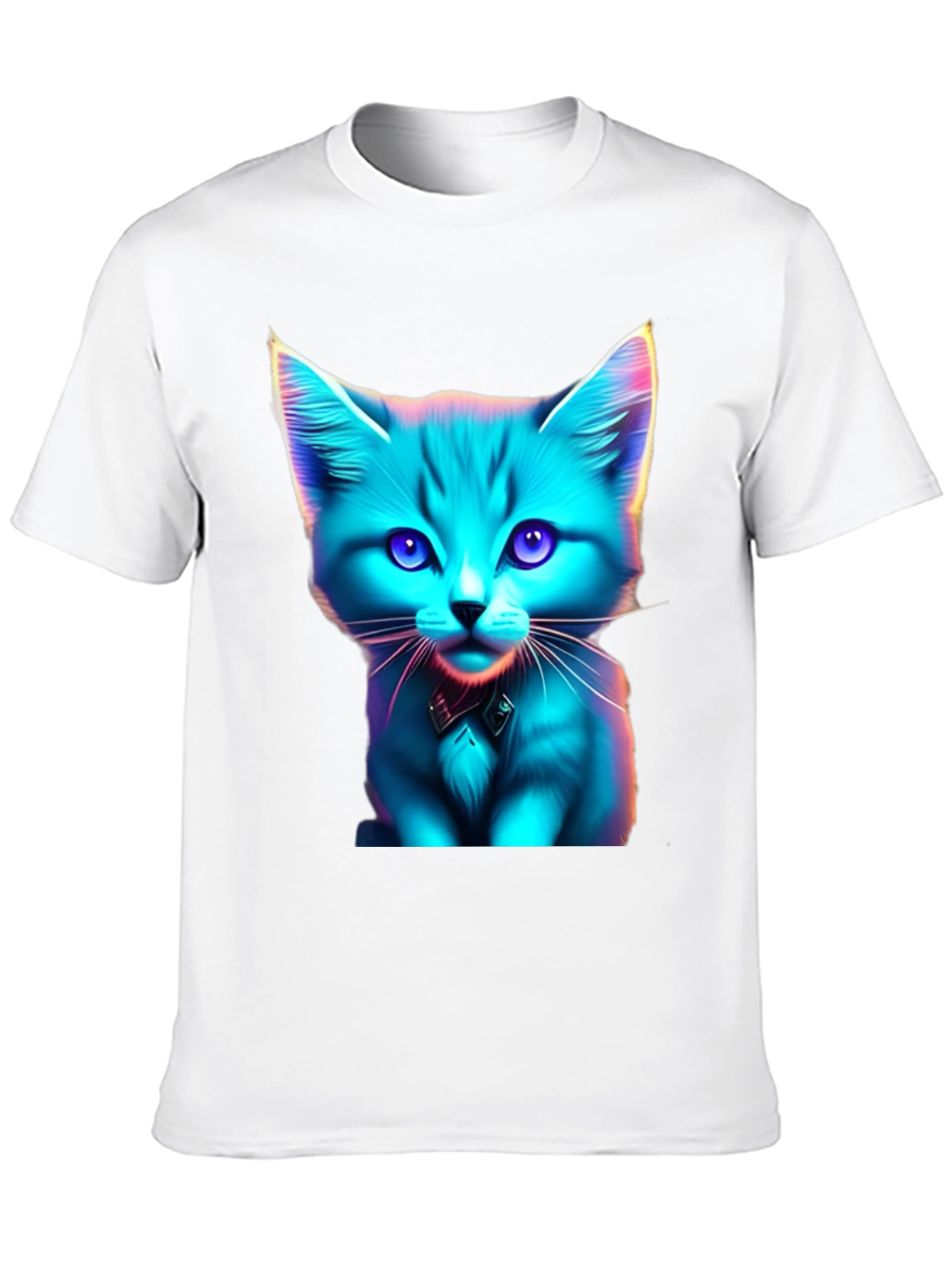 Neon Cat Graphic Tee - Stylish Black T-Shirt