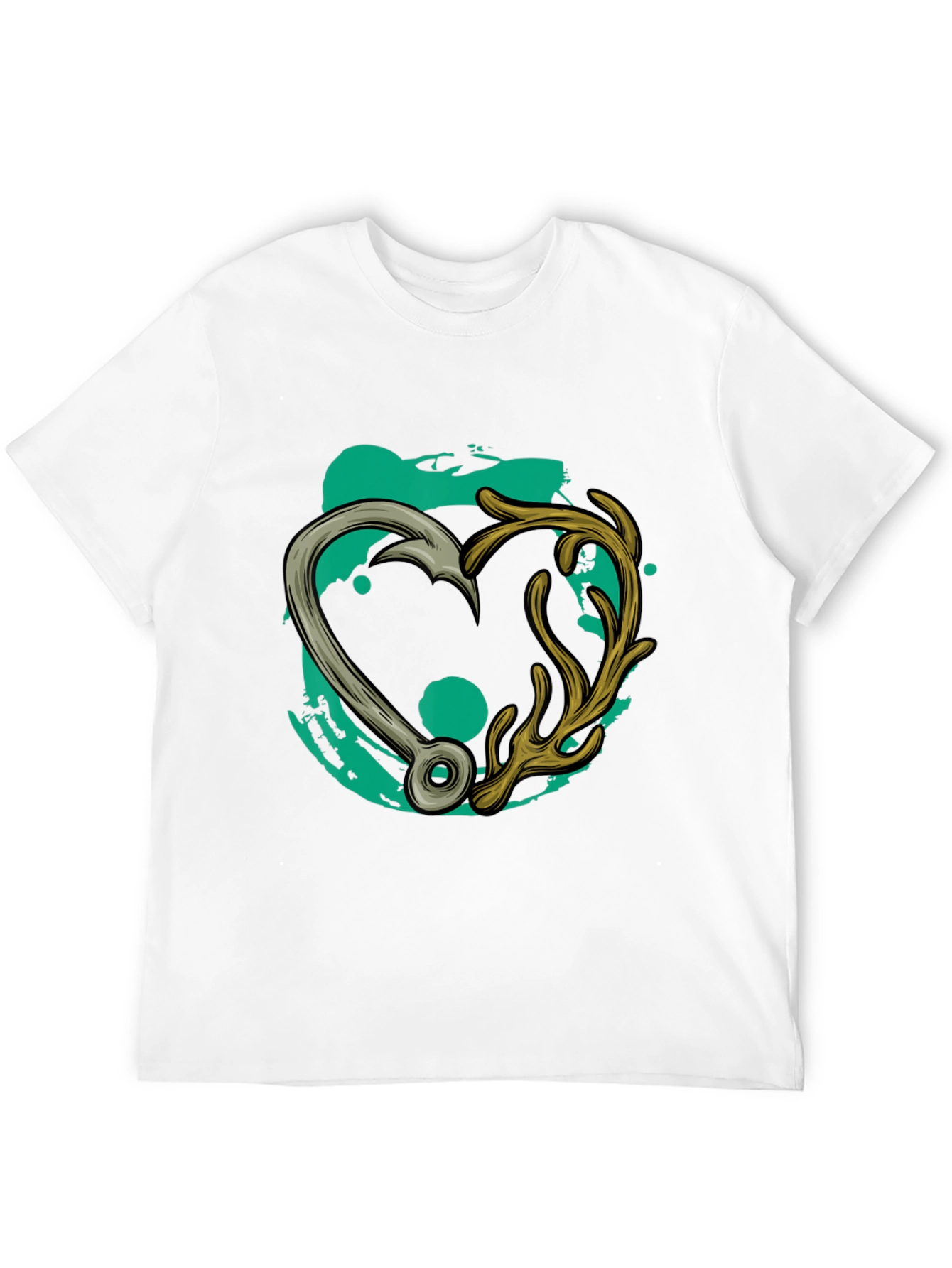 Fishing Hook & Antler Heart Graphic Tee