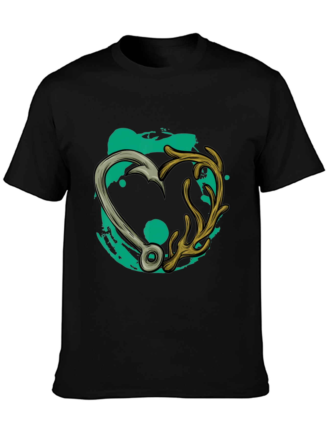 Fishing Hook & Antler Heart Graphic Tee