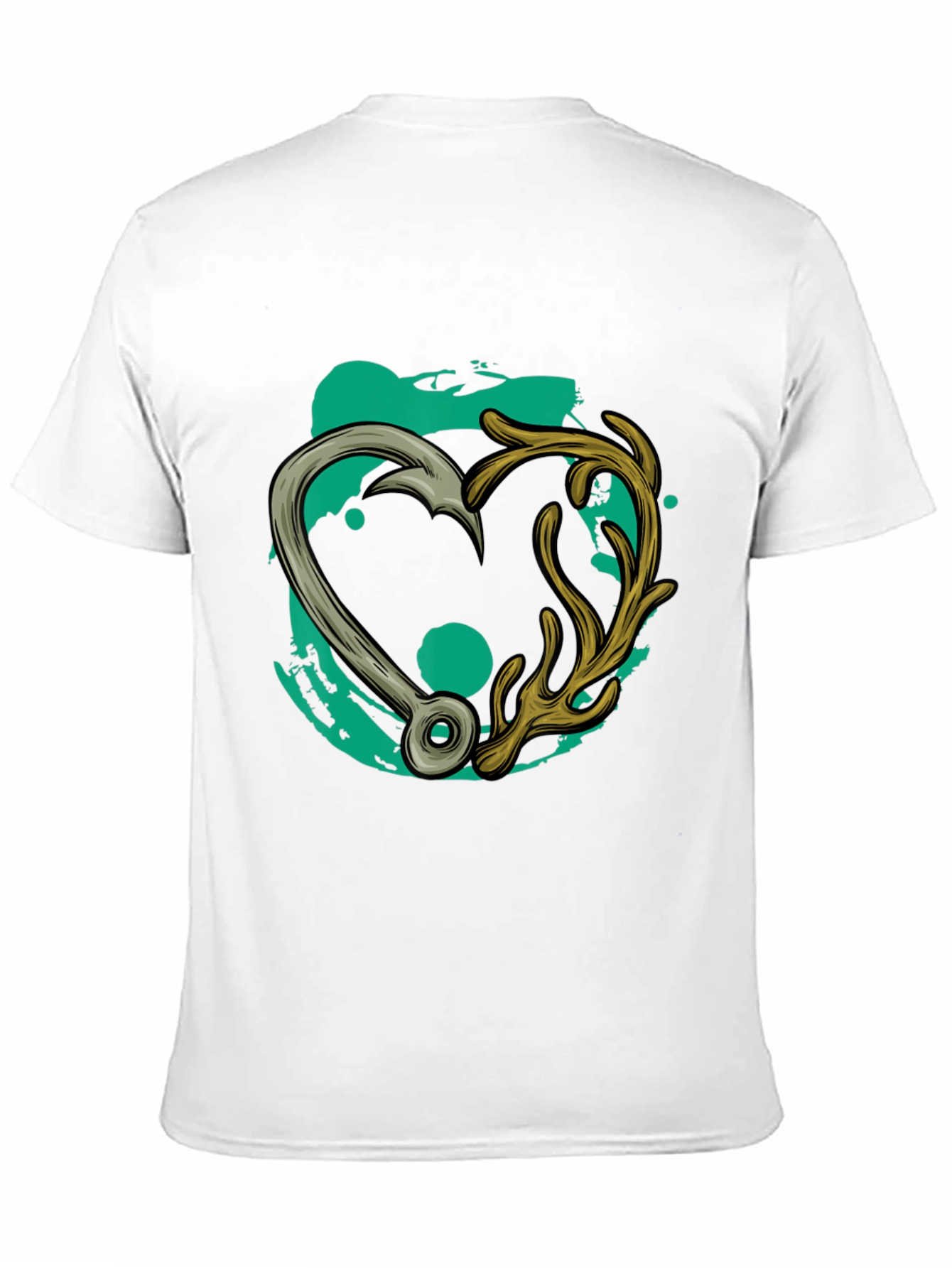 Fishing Hook & Antler Heart Graphic Tee