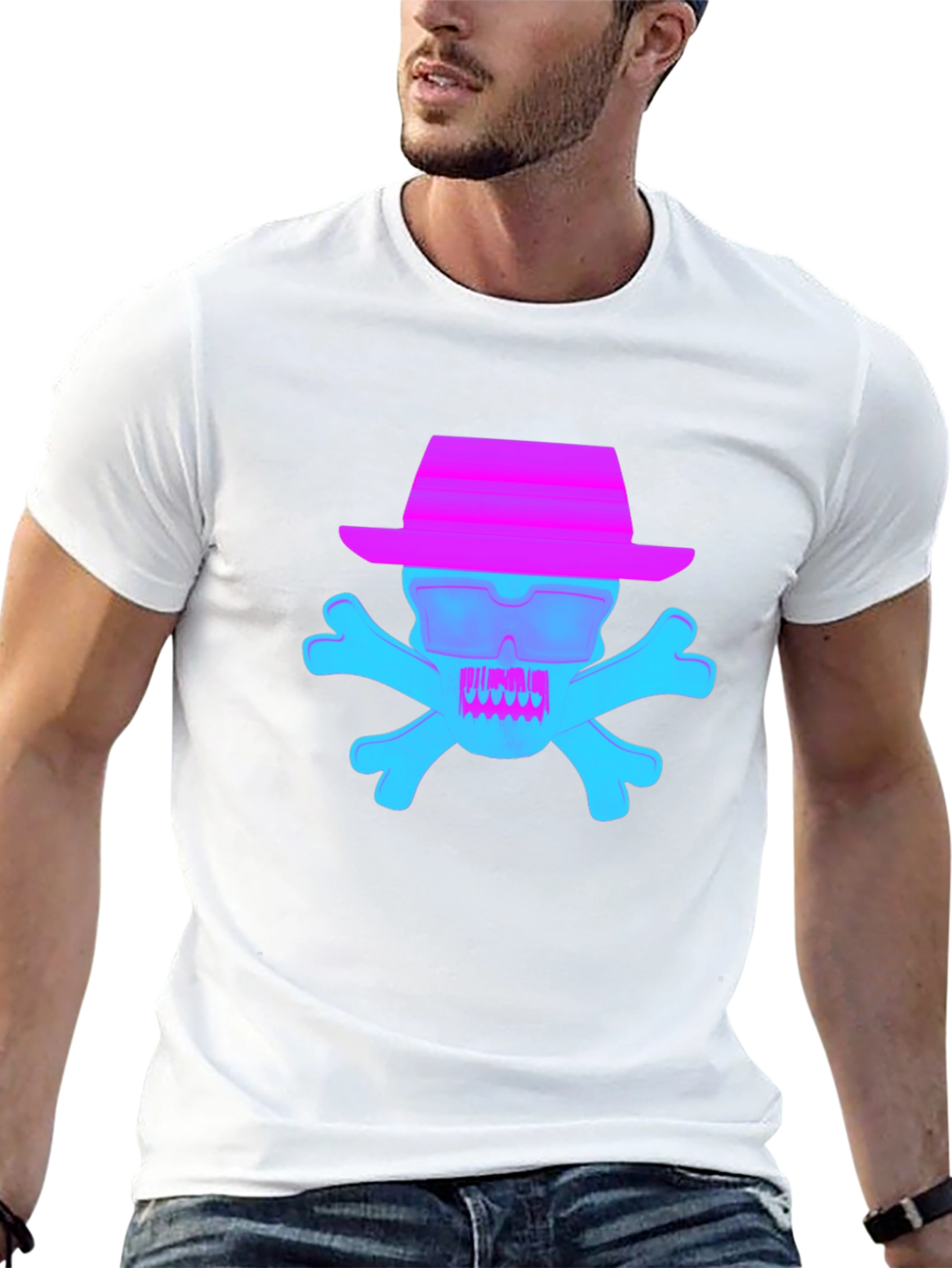 Skull & Crossbones T-Shirt - Neon Pop Art