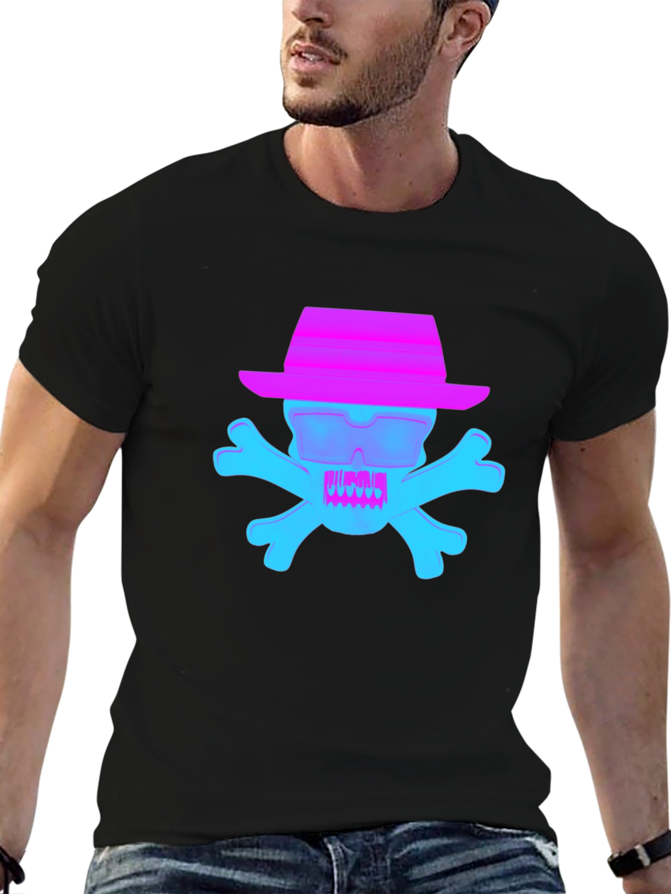 Skull & Crossbones T-Shirt - Neon Pop Art
