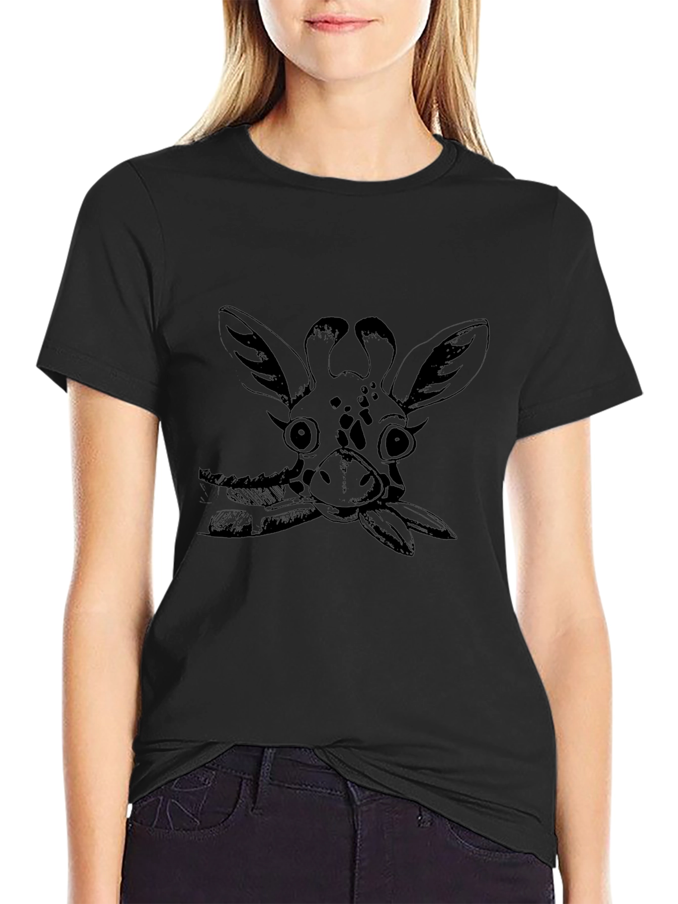 Giraffe Graphic Tee - Unisex Black T-Shirt