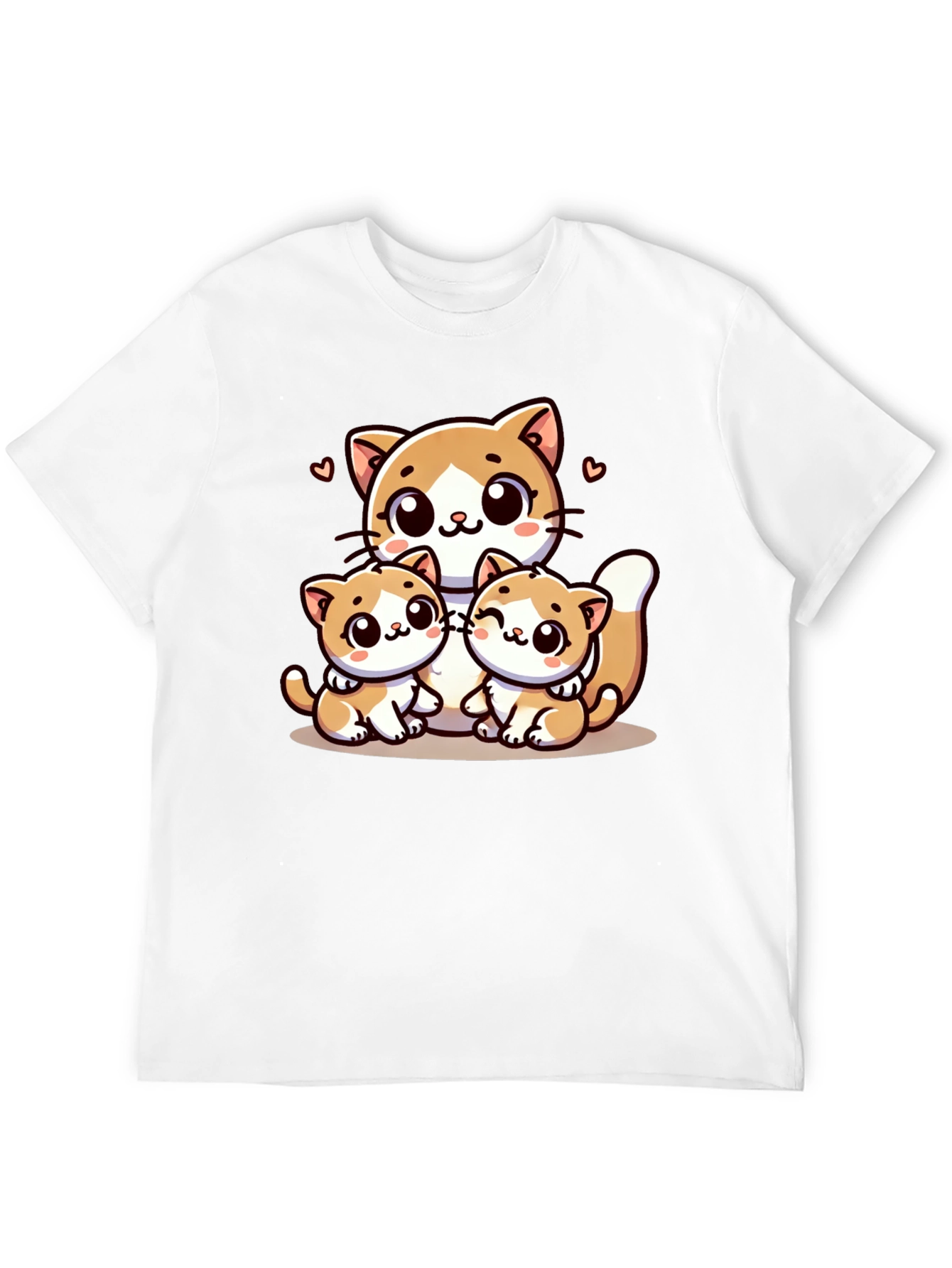Cute Cat Family Graphic Black T-Shirt