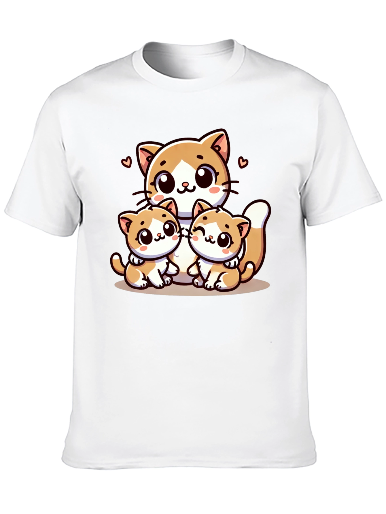 Cute Cat Family Graphic Black T-Shirt