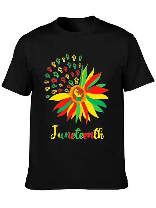 Juneteenth Fist Sunflower Graphic T-Shirt