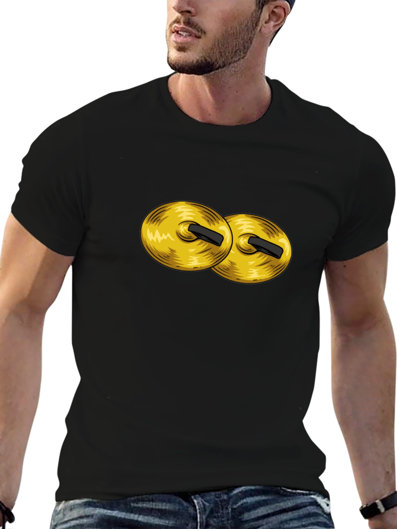 Cymbals Graphic Tee - Black Cotton Crew Neck T-Shirt