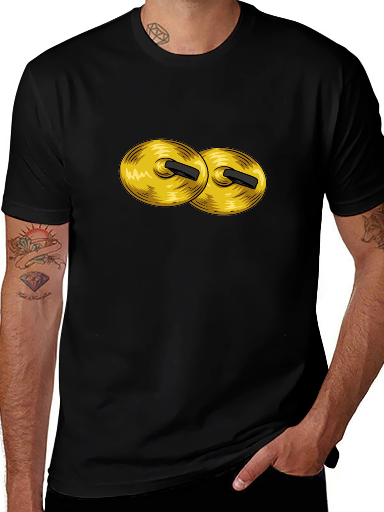 Cymbals Graphic Tee - Black Cotton Crew Neck T-Shirt