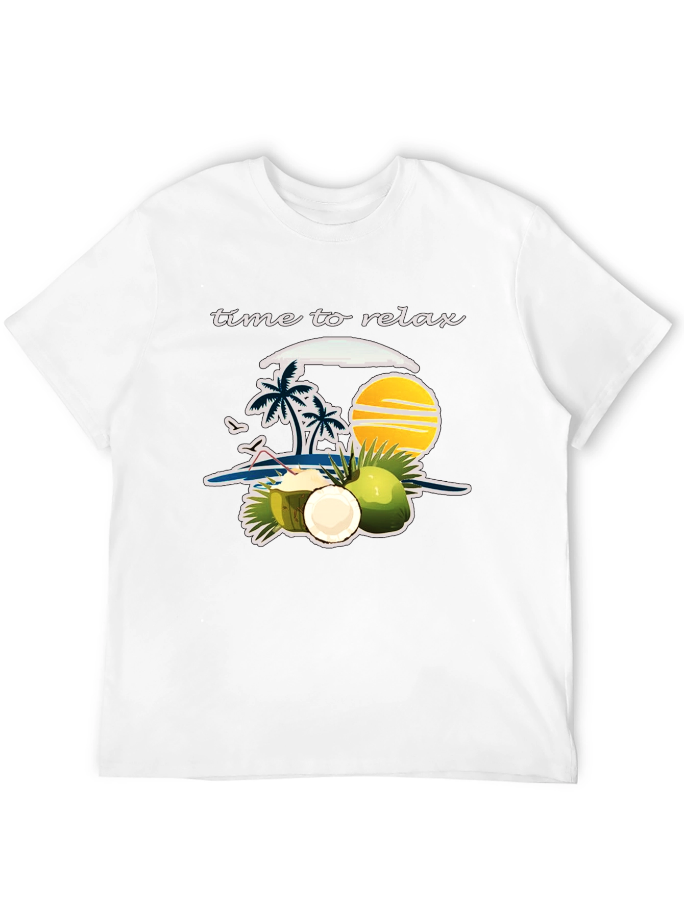 Time to Relax Graphic T-Shirt: Coconut Beach Theme