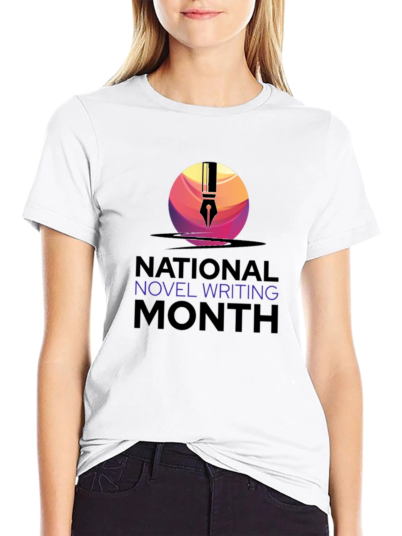National Novel Writing Month T-Shirt - Mens Black Tee