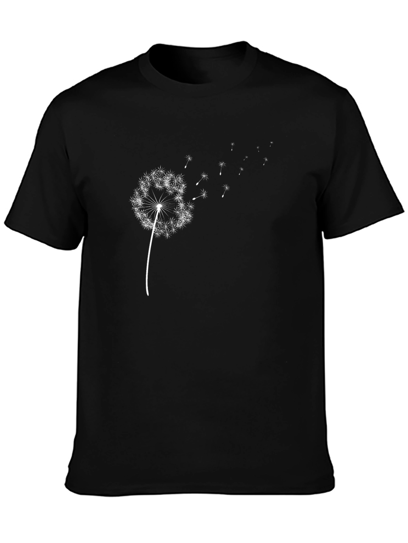 Dandelion Print Black T-Shirt - Casual Wear