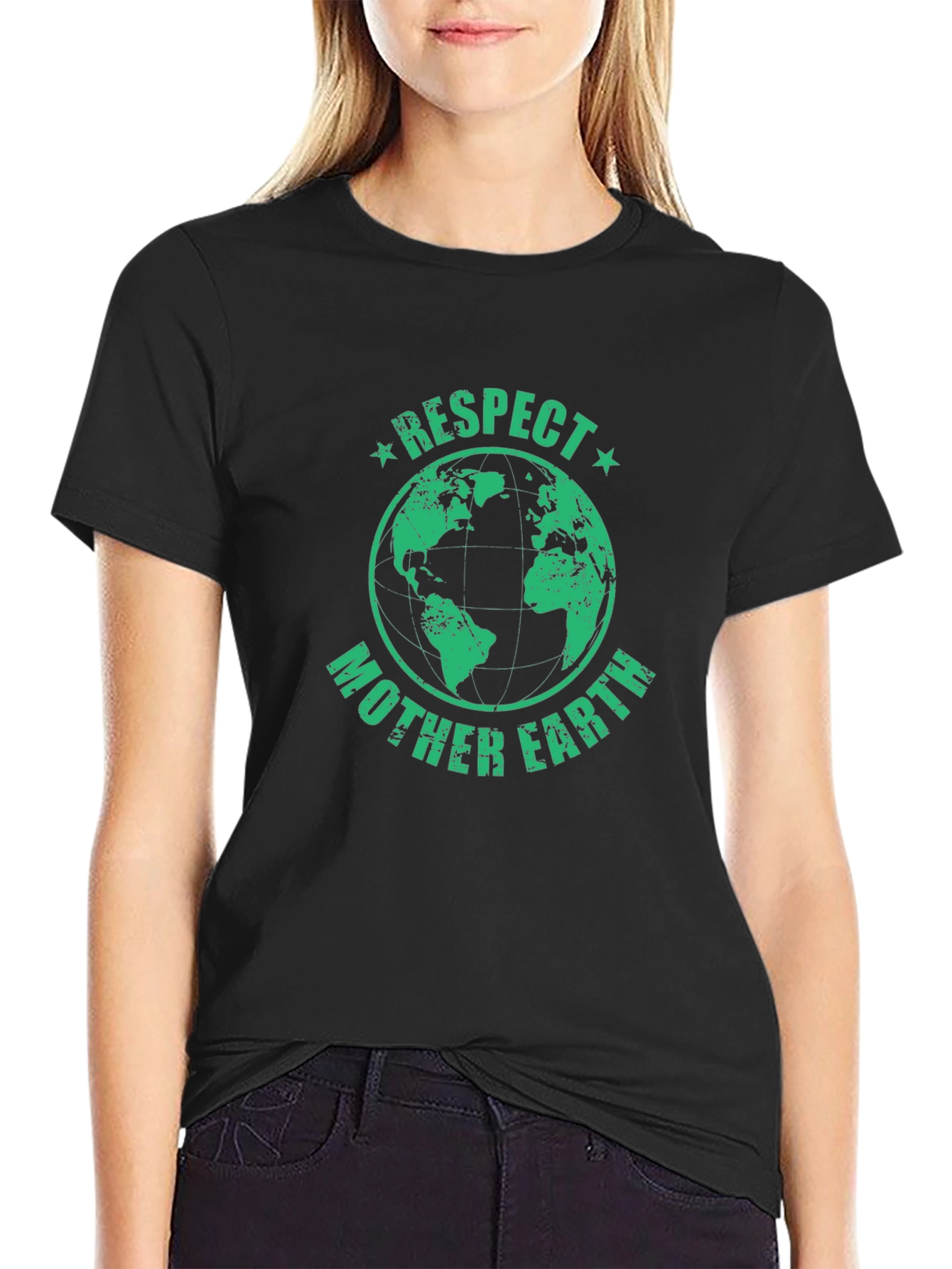 Respect Mother Earth Graphic T-Shirt - Black