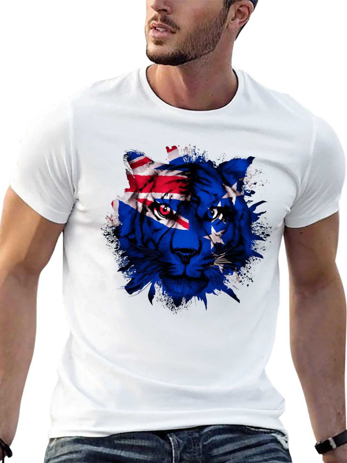 Cook Islands Flag Tiger Graphic T-Shirt