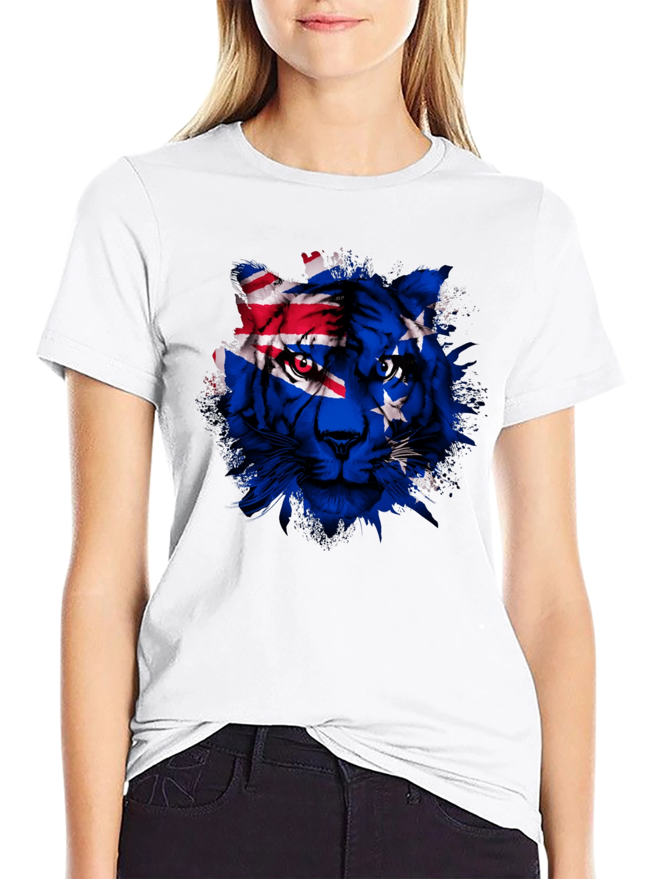 Cook Islands Flag Tiger Graphic T-Shirt